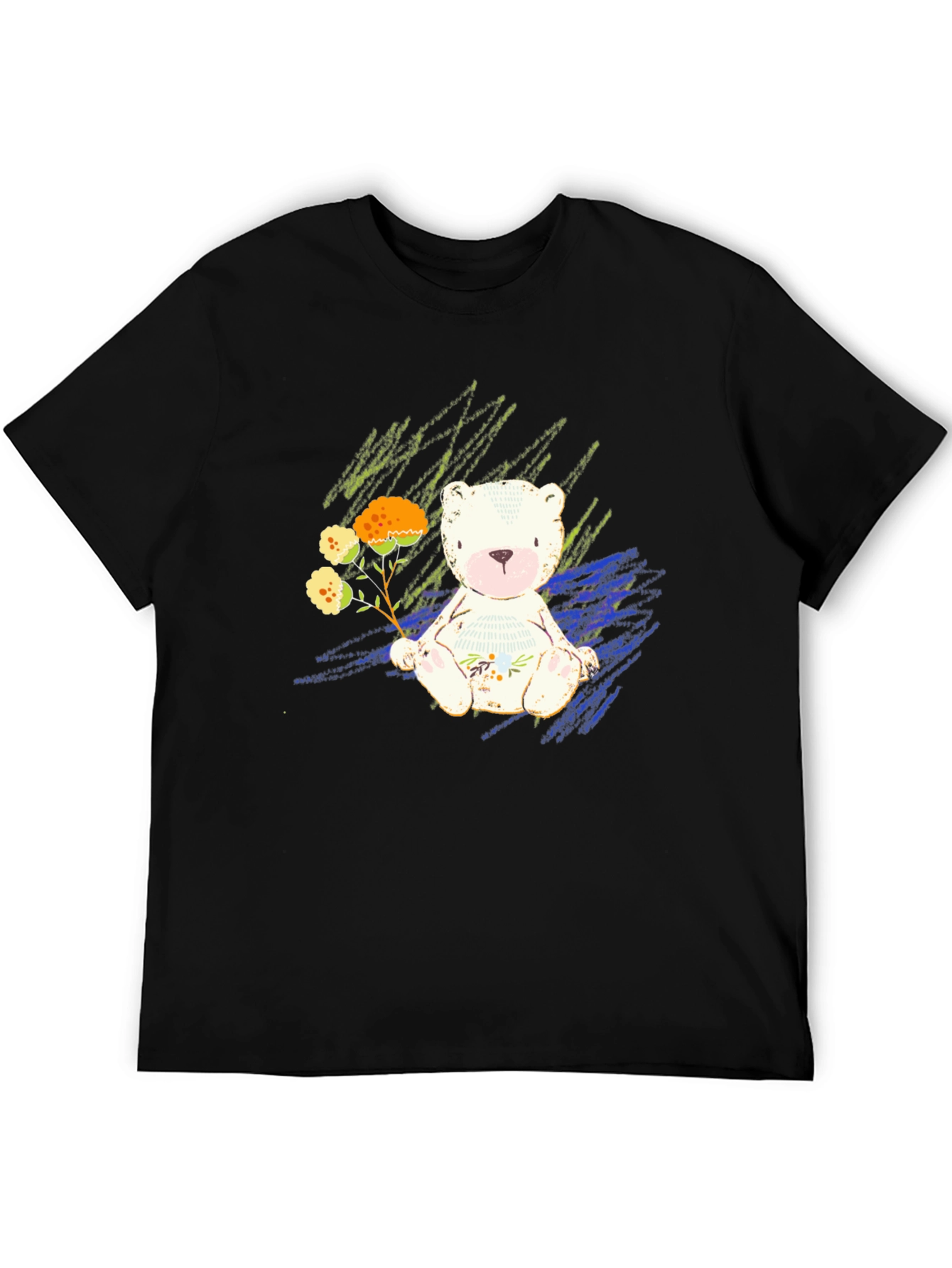 Black Cute Bear Graphic Tee - Soft Style view 5