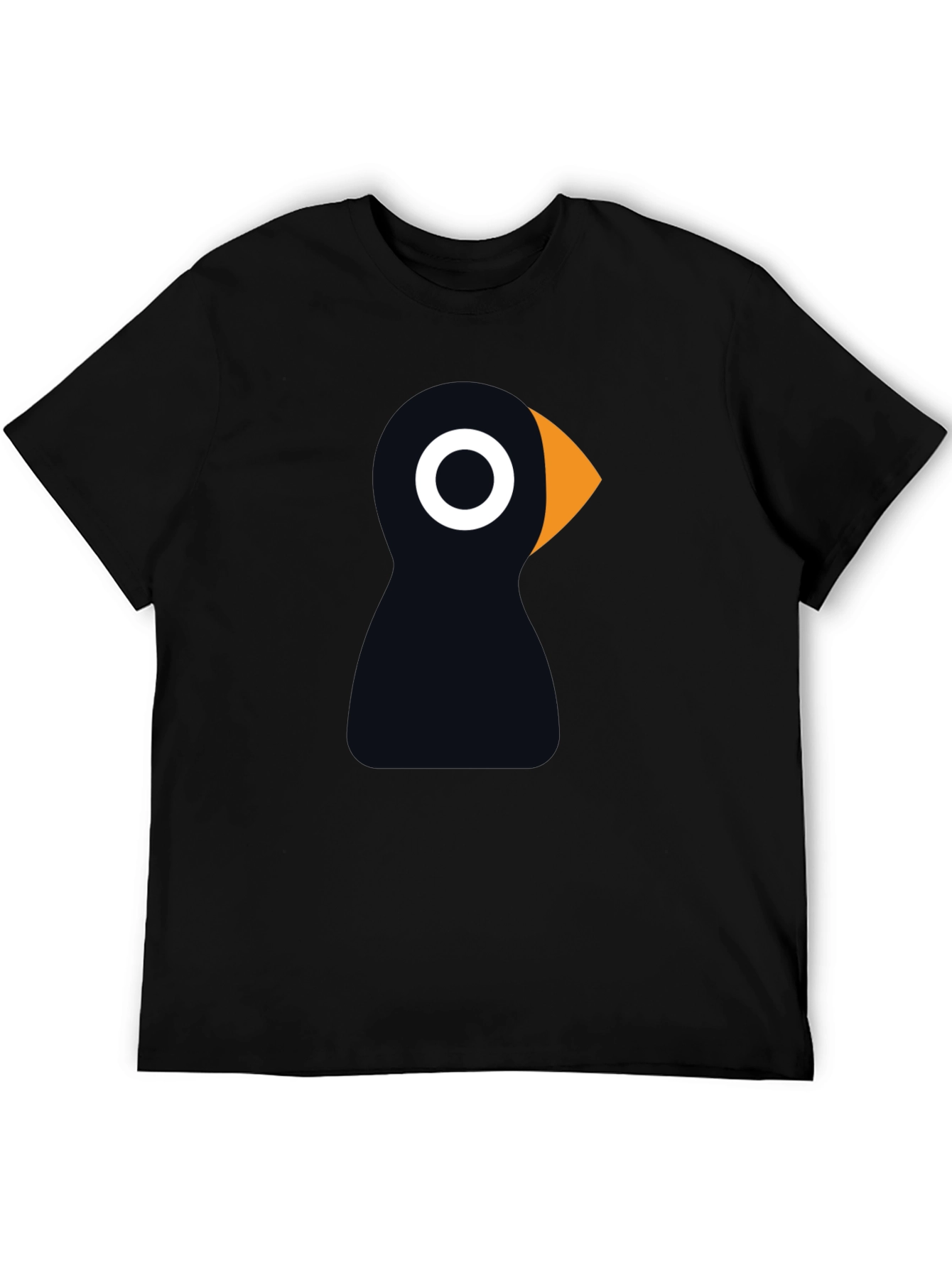 Black Puffin Bird Graphic Tee - Black Cotton T-Shirt view 5