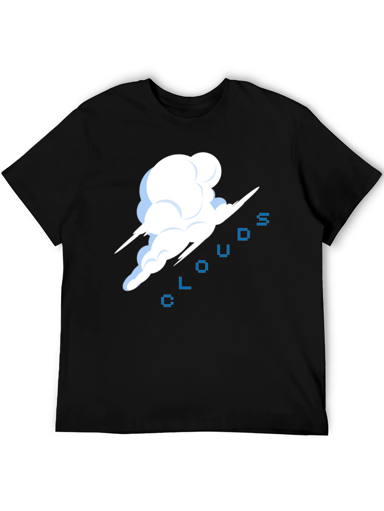 Black Pixel Clouds Black T-Shirt view 5