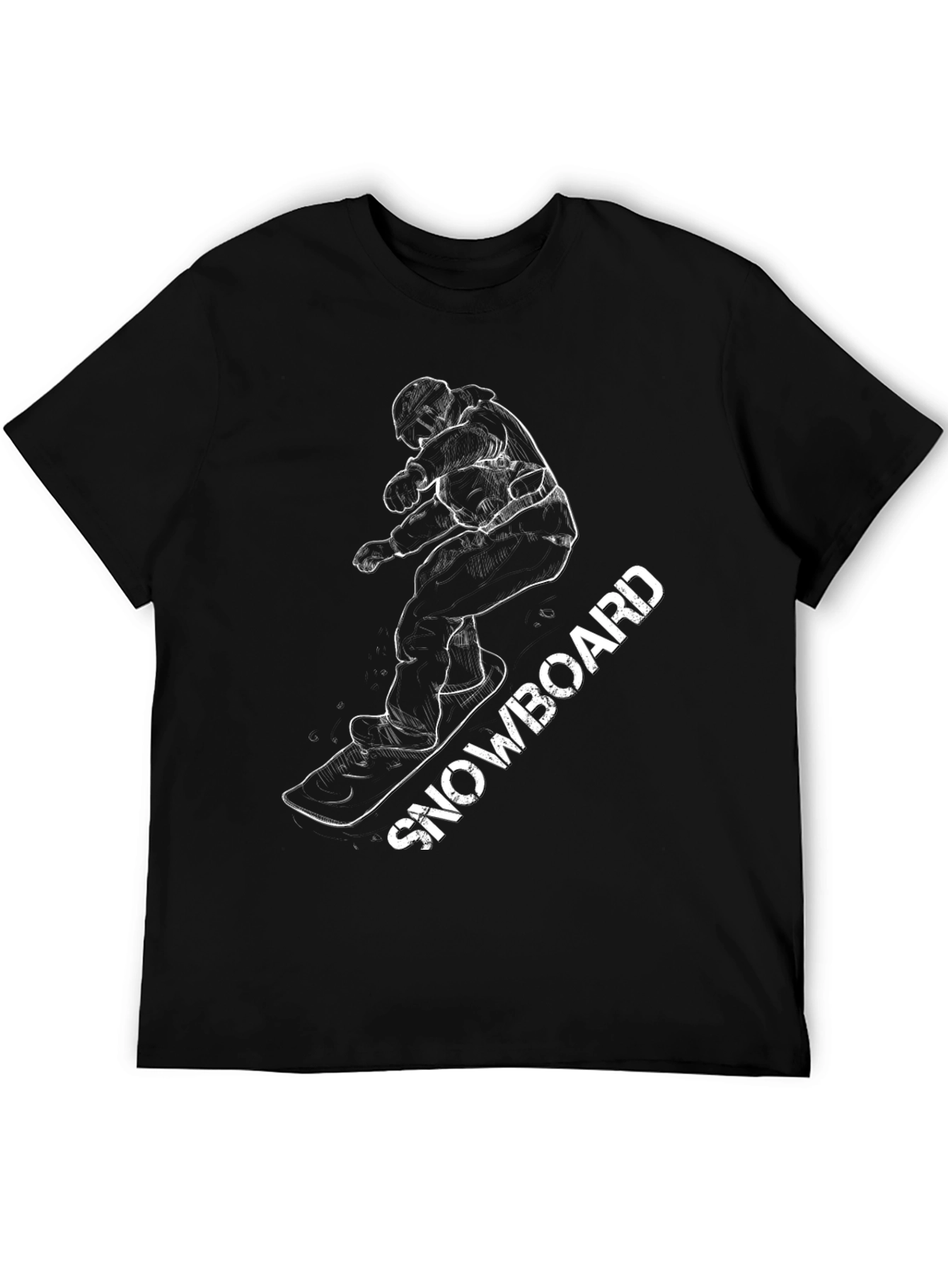 Black Cool Snowboarder Graphic Tee - Black Cotton Blend view 5