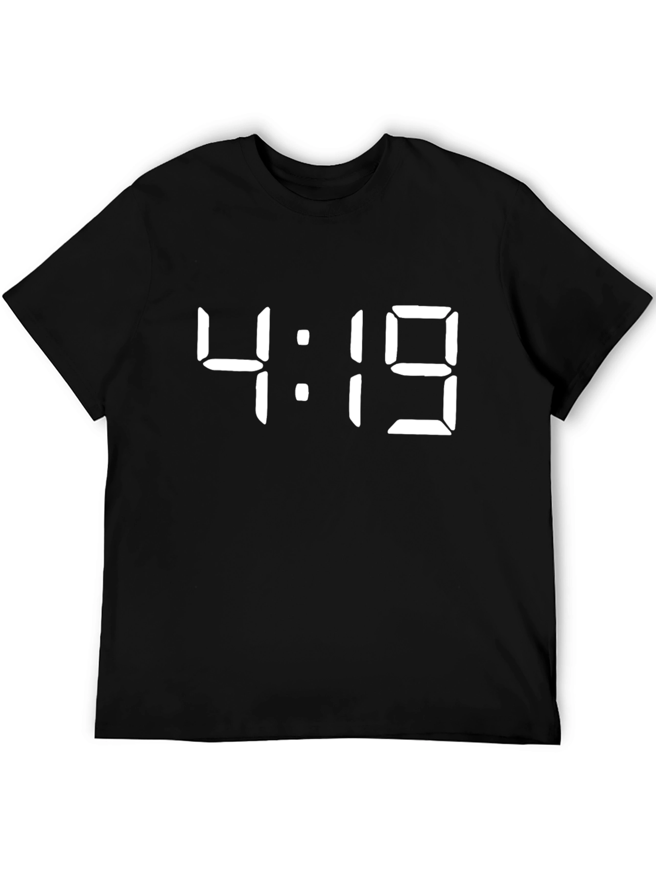 Black 4:19 Time Display T-Shirt - Cool Digital Clock Design view 5