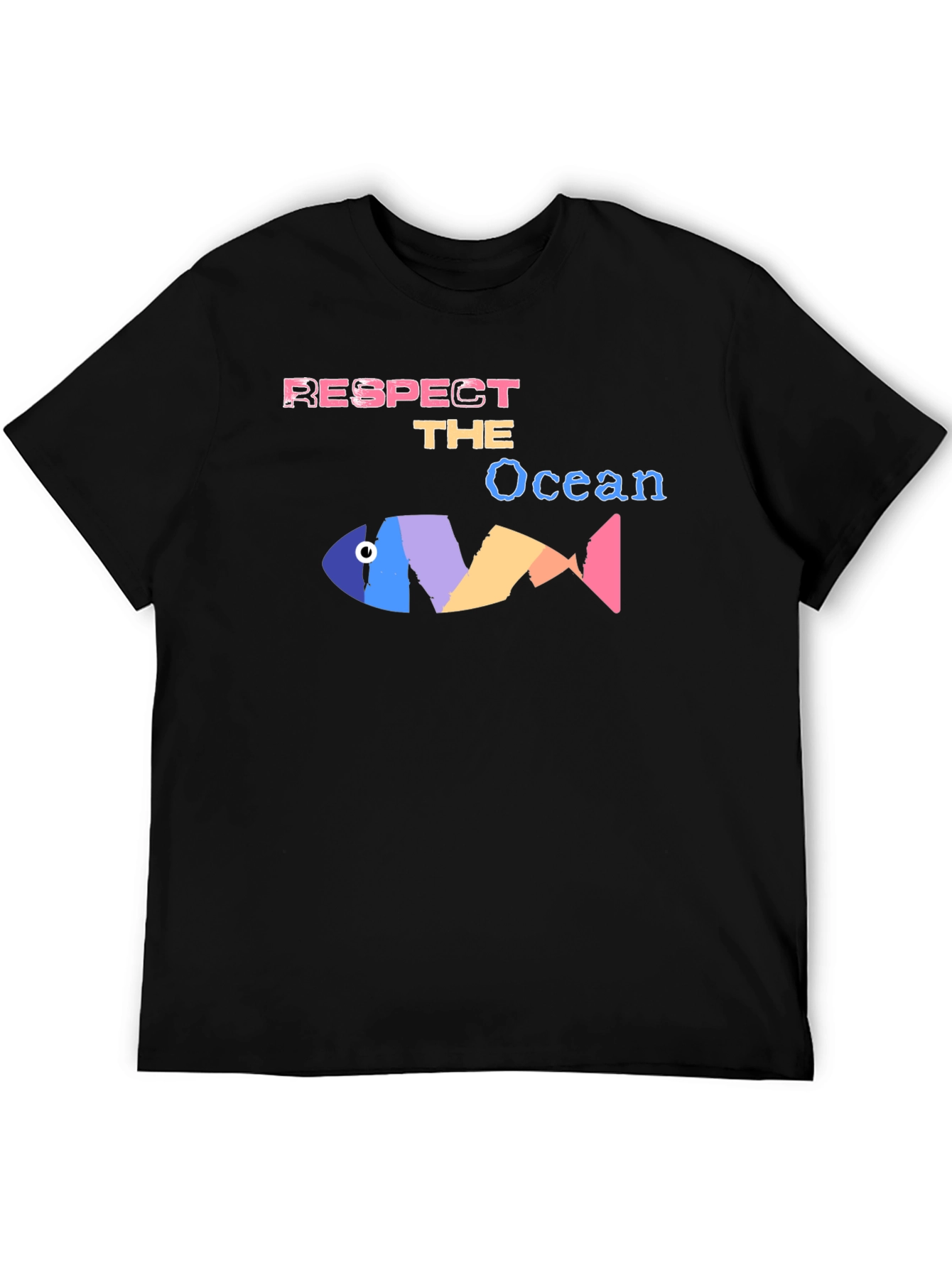 Black Respect the Ocean Graphic Tee - Black Cotton Blend view 5