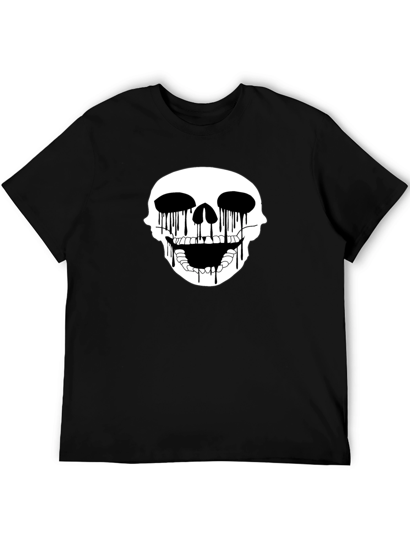 Black Skull Drip Graphic Tee - Edgy Black T-Shirt view 5