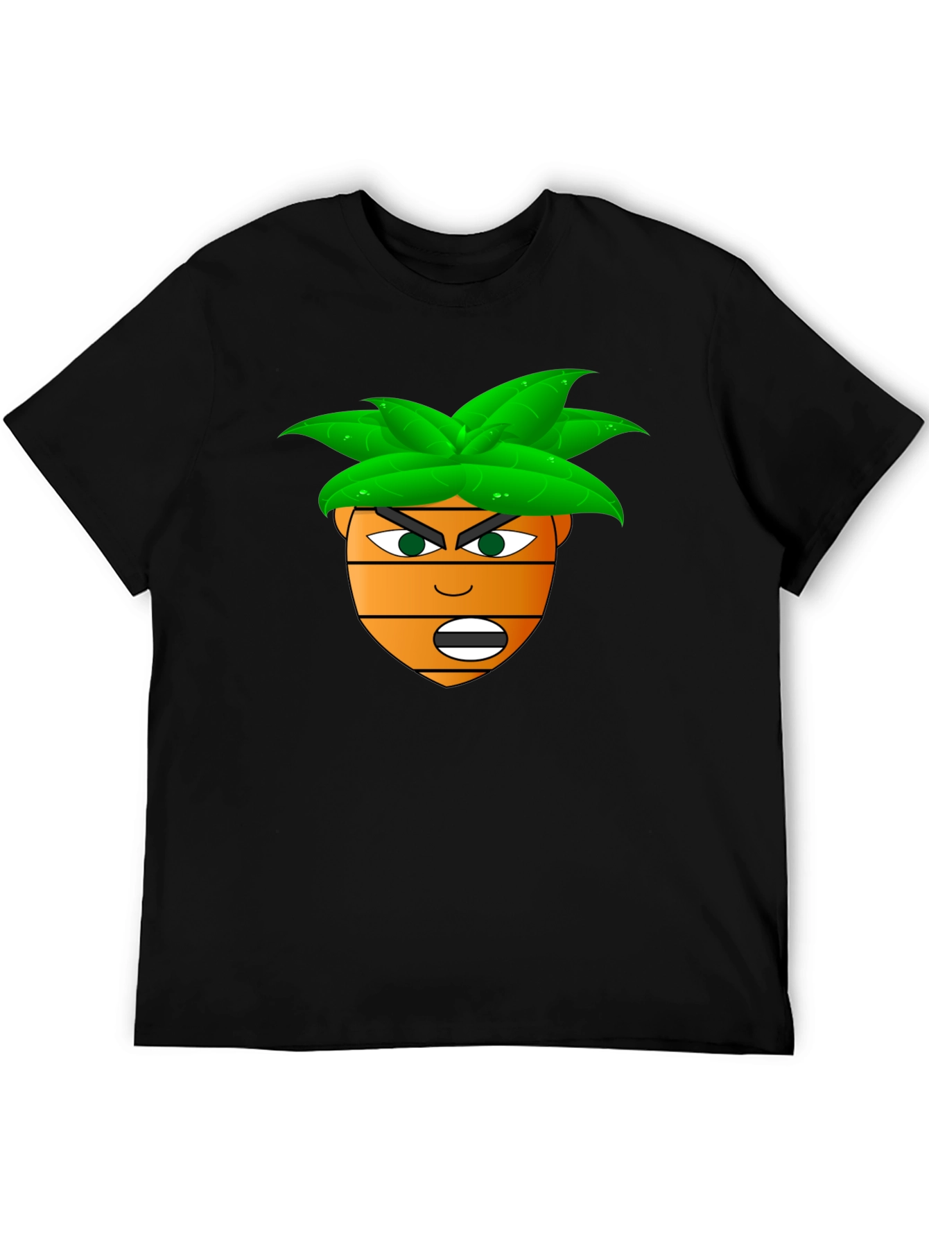 Black Funny Cartoon Carrot Head T-Shirt - Black view 5