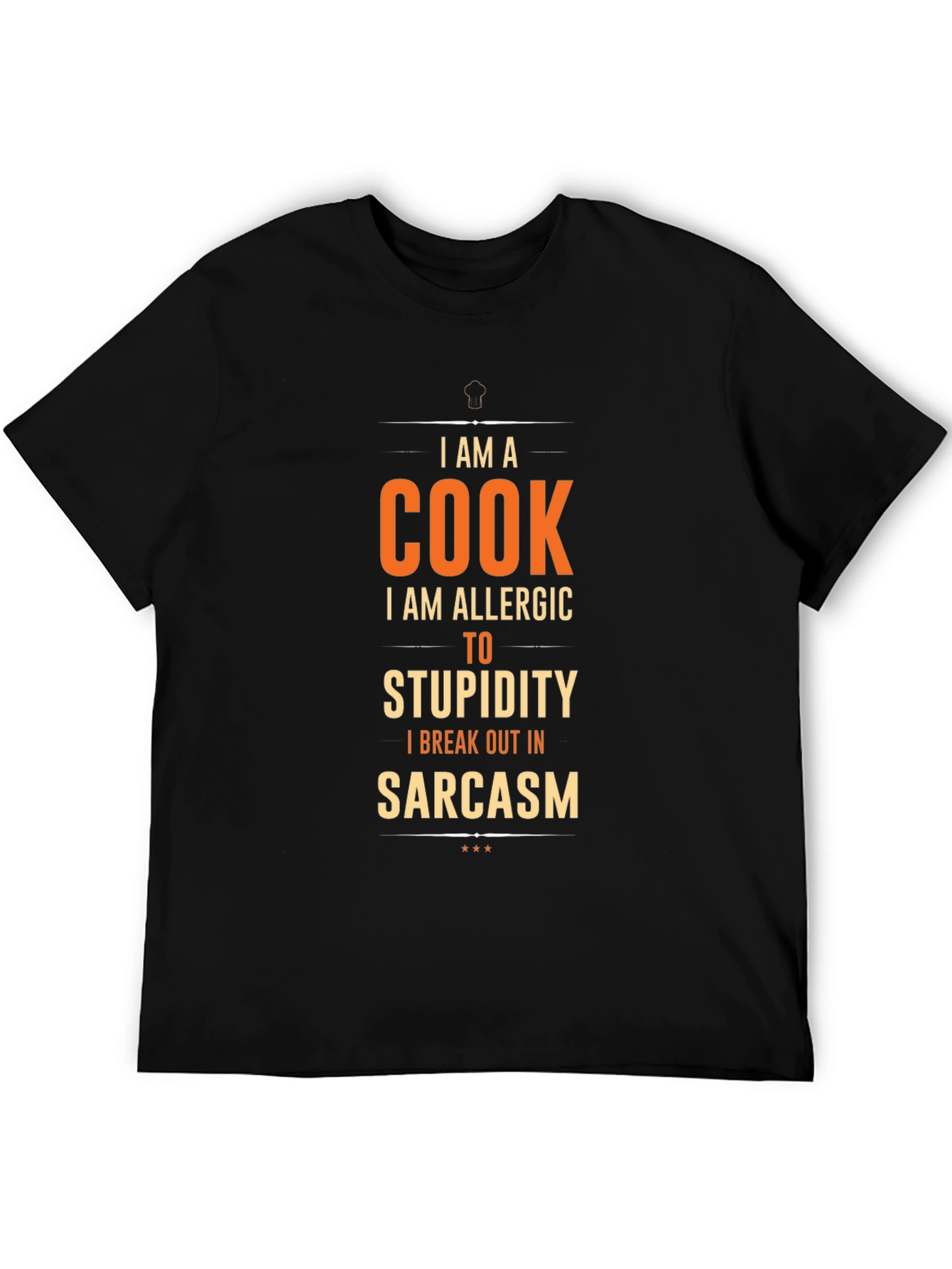 Black Funny Cook T-Shirt - Allergic to Stupidity Sarcasm Chef Tee view 5