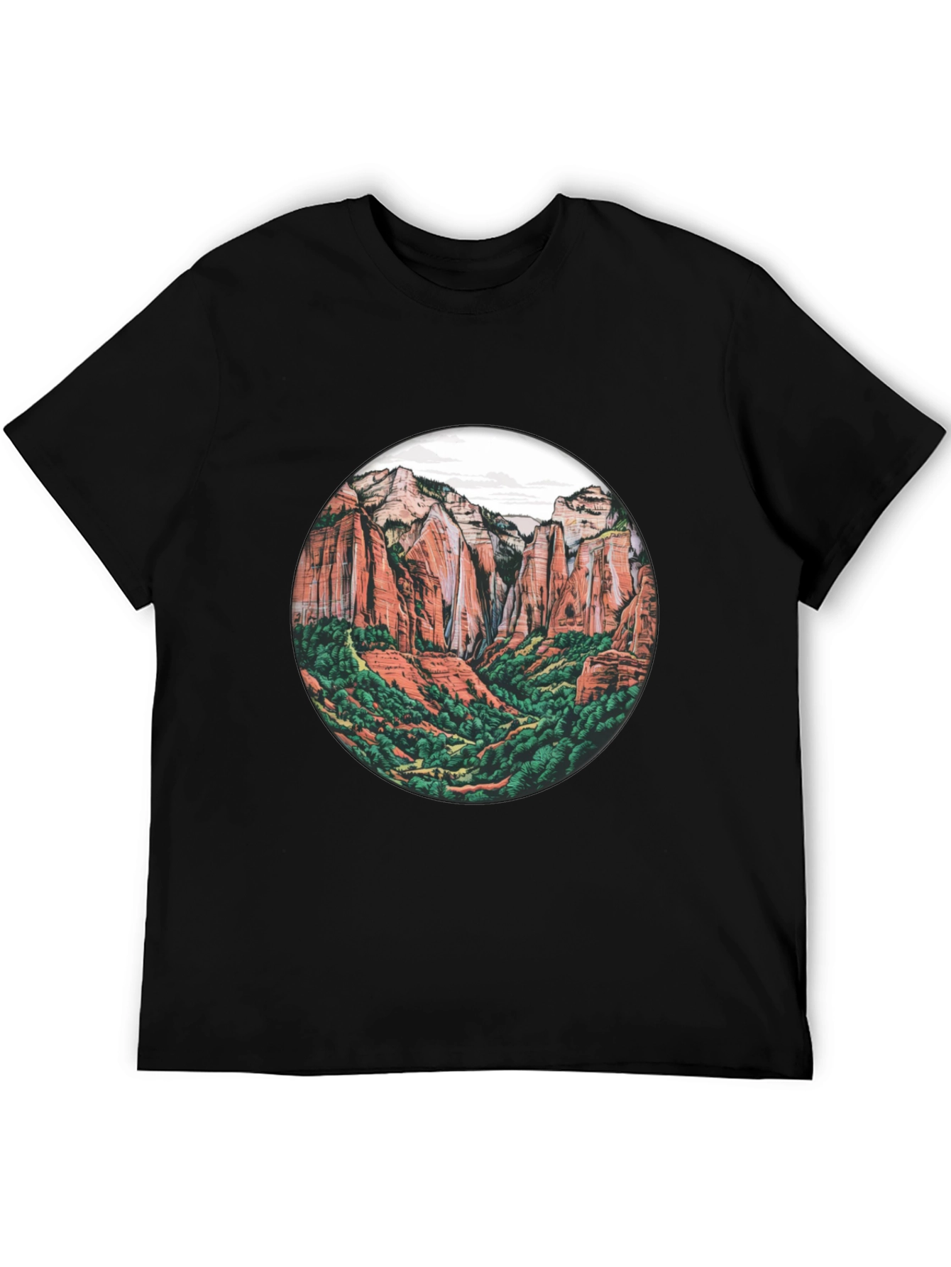 Black Zion National Park Graphic Tee - Black Crew Neck T-Shirt view 5