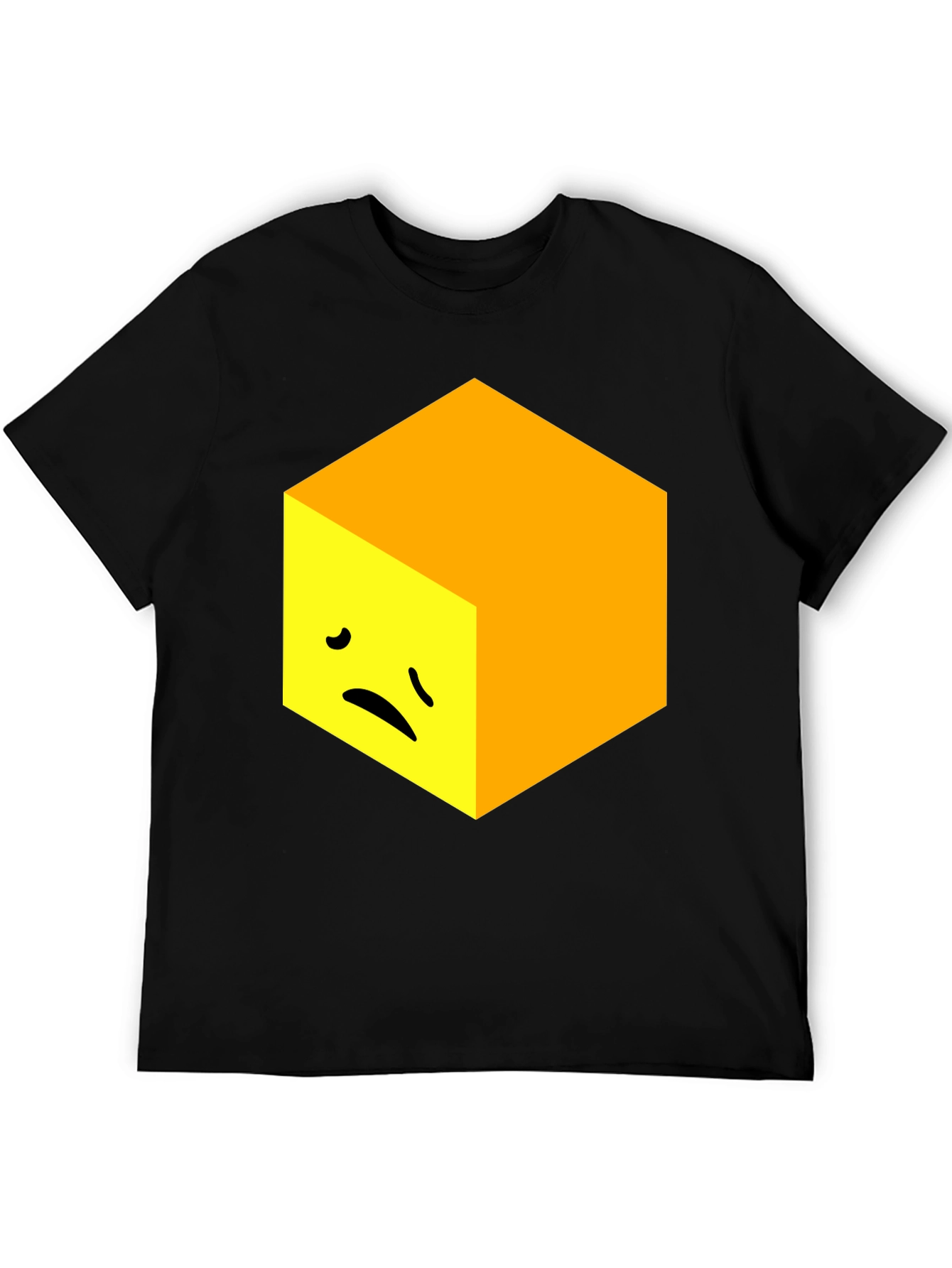 Black Sad Cube Graphic Tee - Unique Men's Black T-Shirt view 5