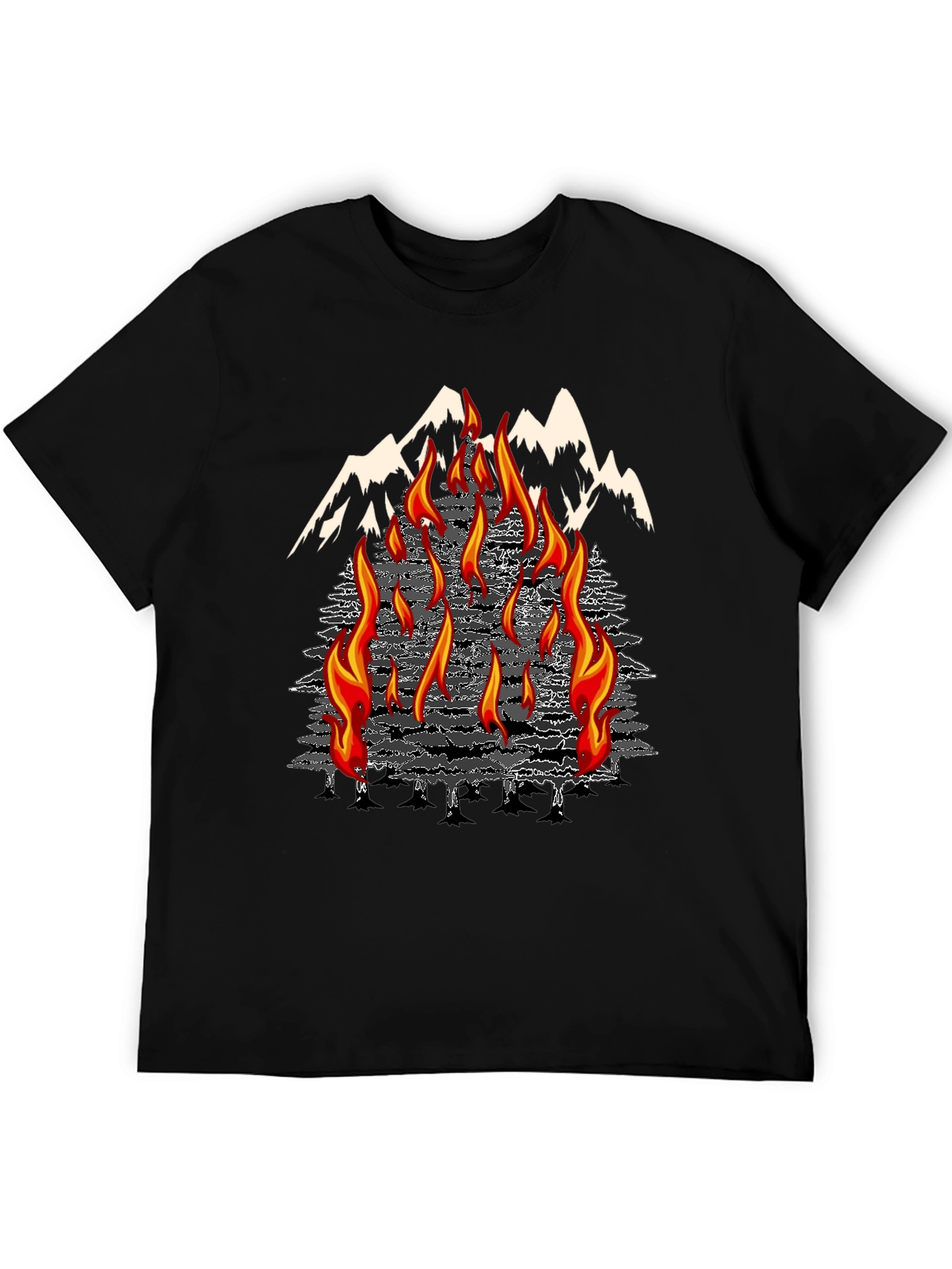 Black Inferno Mountain Graphic T-Shirt view 5