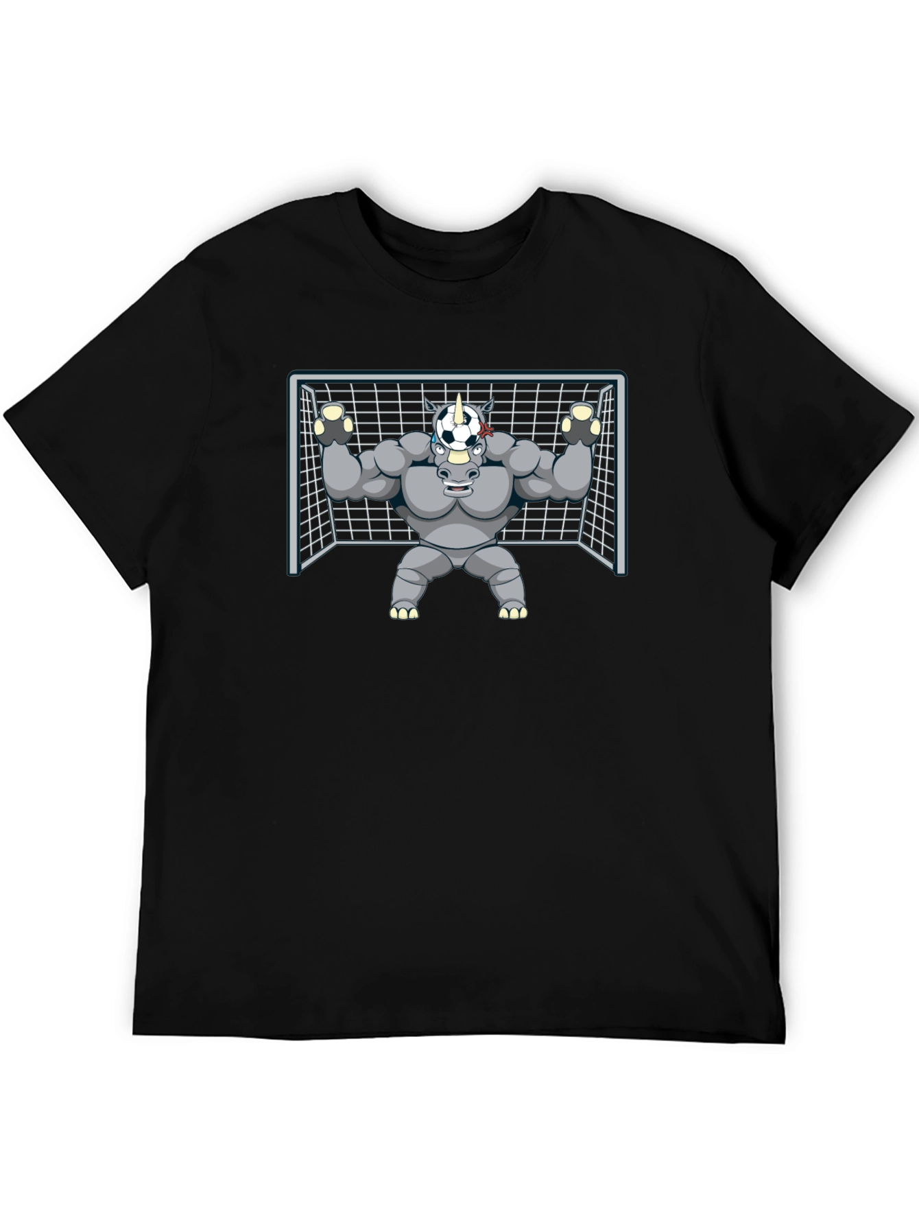 Black Soccer Rhino Goalie T-Shirt - Athletic Graphic Tee view 5