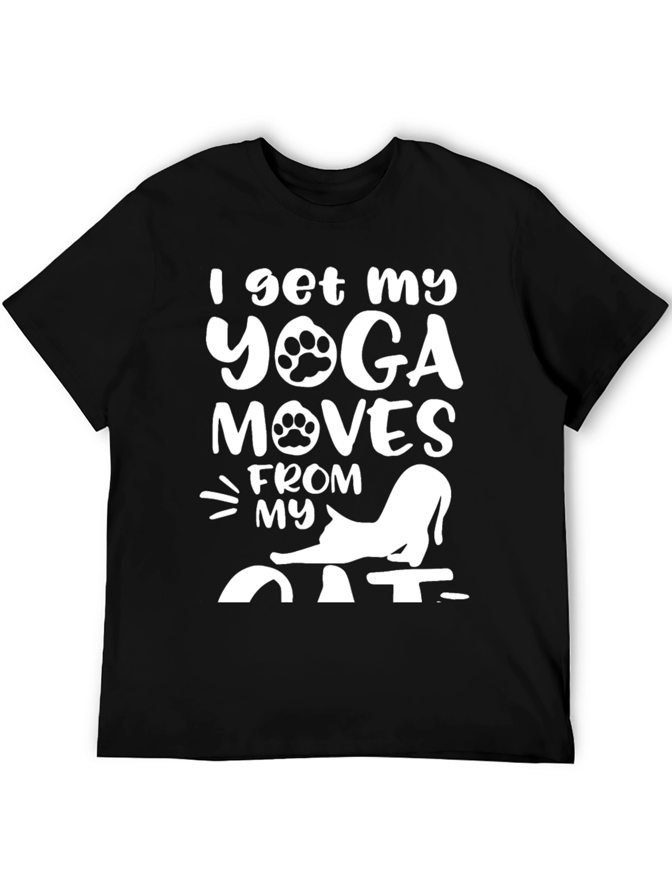 Black Yoga Moves Cat Graphic Tee - Black view 5