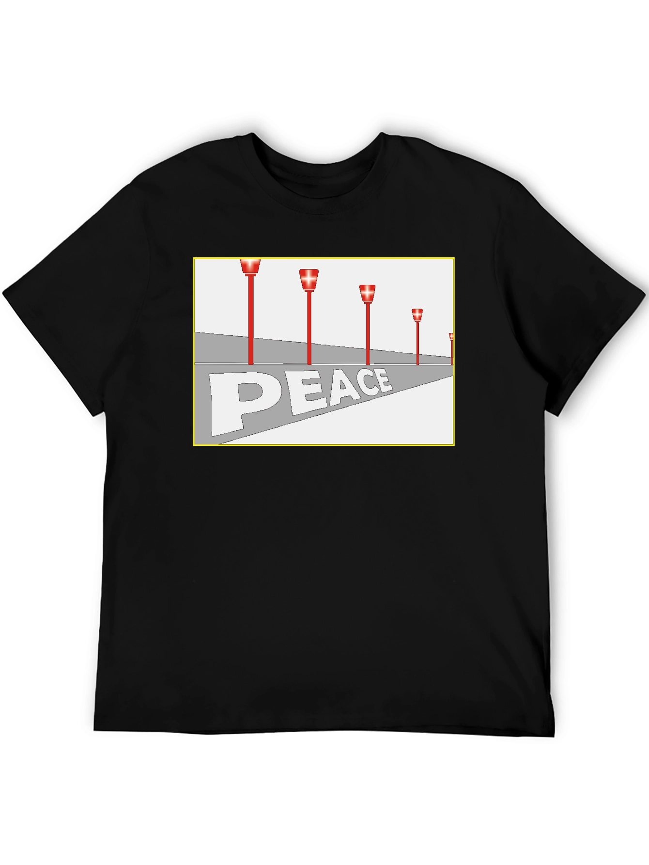 Black Peace Runway Graphic Tee - Black Cotton Blend view 5