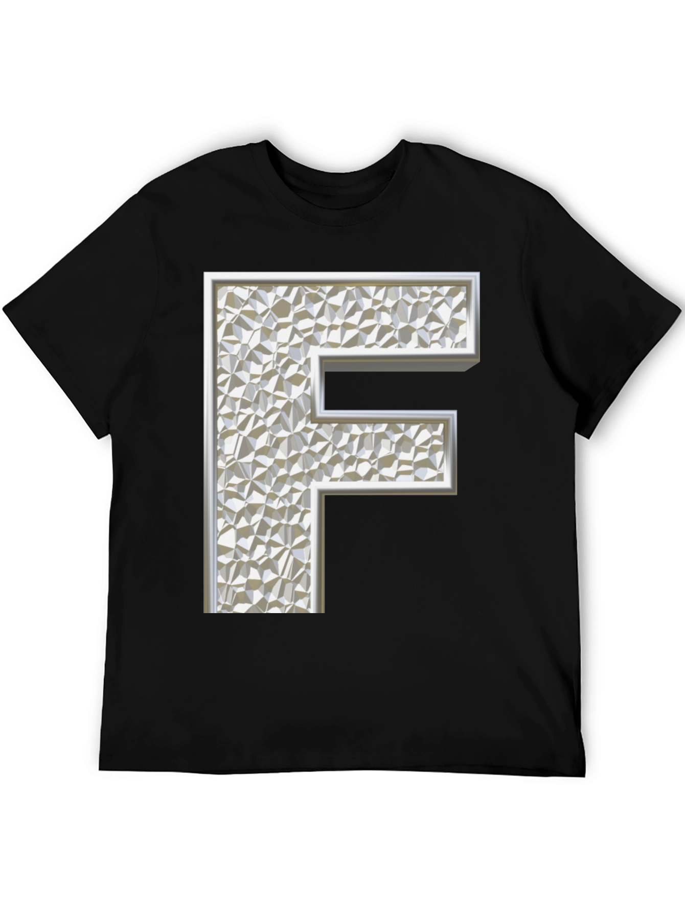 Black Abstract Letter 'F' Graphic Black T-Shirt view 5