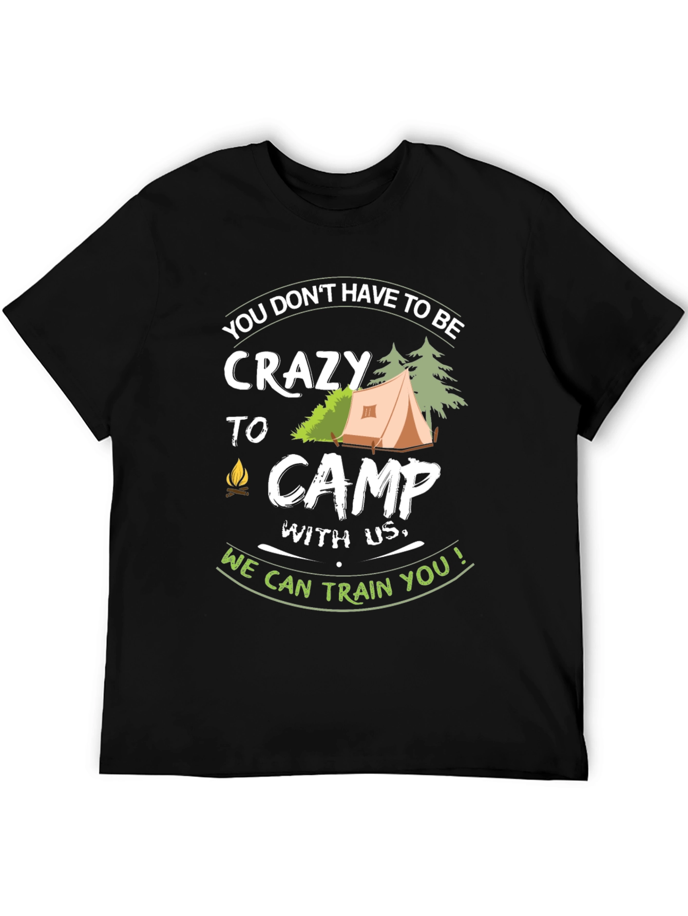Black Crazy to Camp Funny Graphic T-Shirt view 5