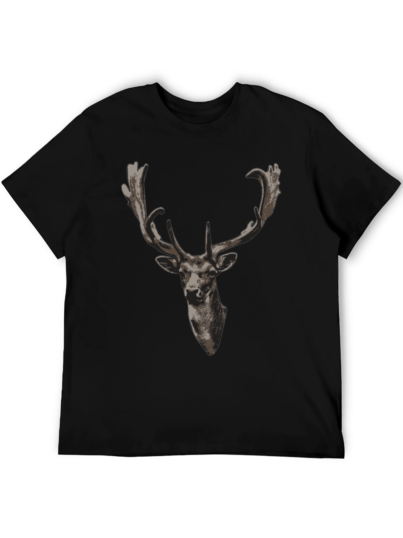 Black Deer Head Graphic Black T-Shirt view 5
