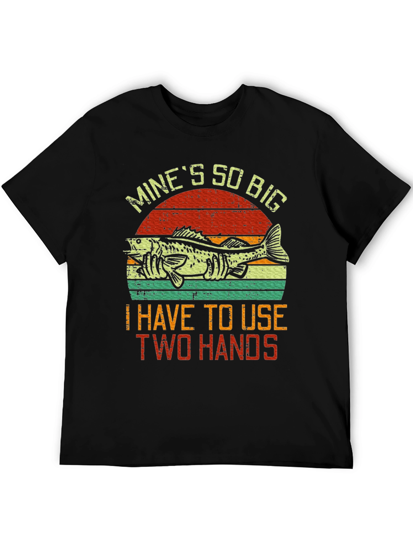 Black Funny Fishing T-Shirt - Mine's So Big! view 5