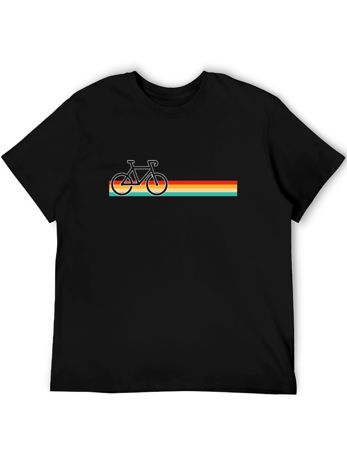Black Retro Bicycle Graphic Tee - Black Cotton T-Shirt view 5