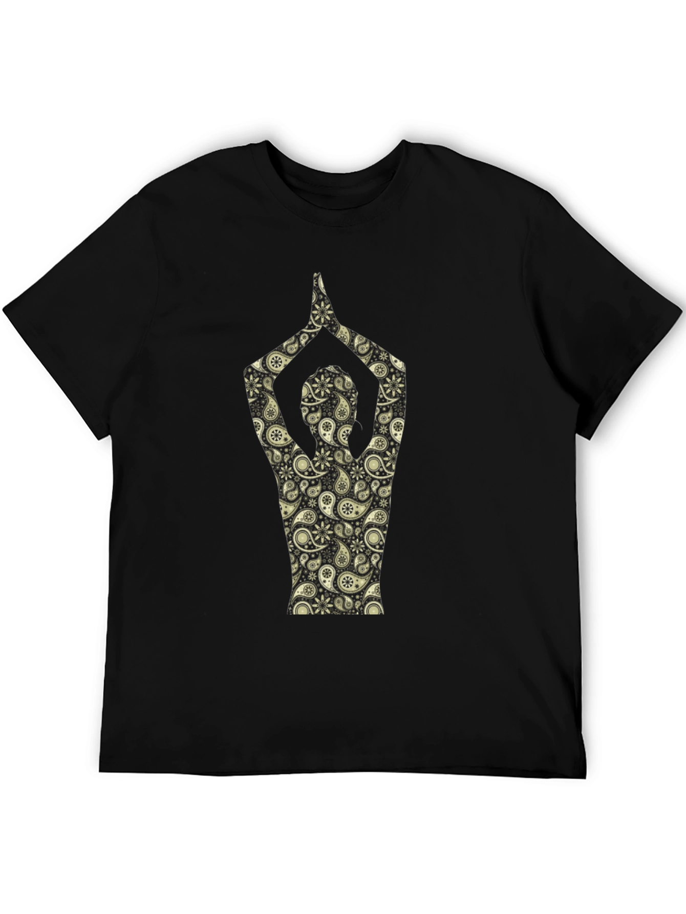 Black Paisley Yoga Pose T-Shirt - Black view 5