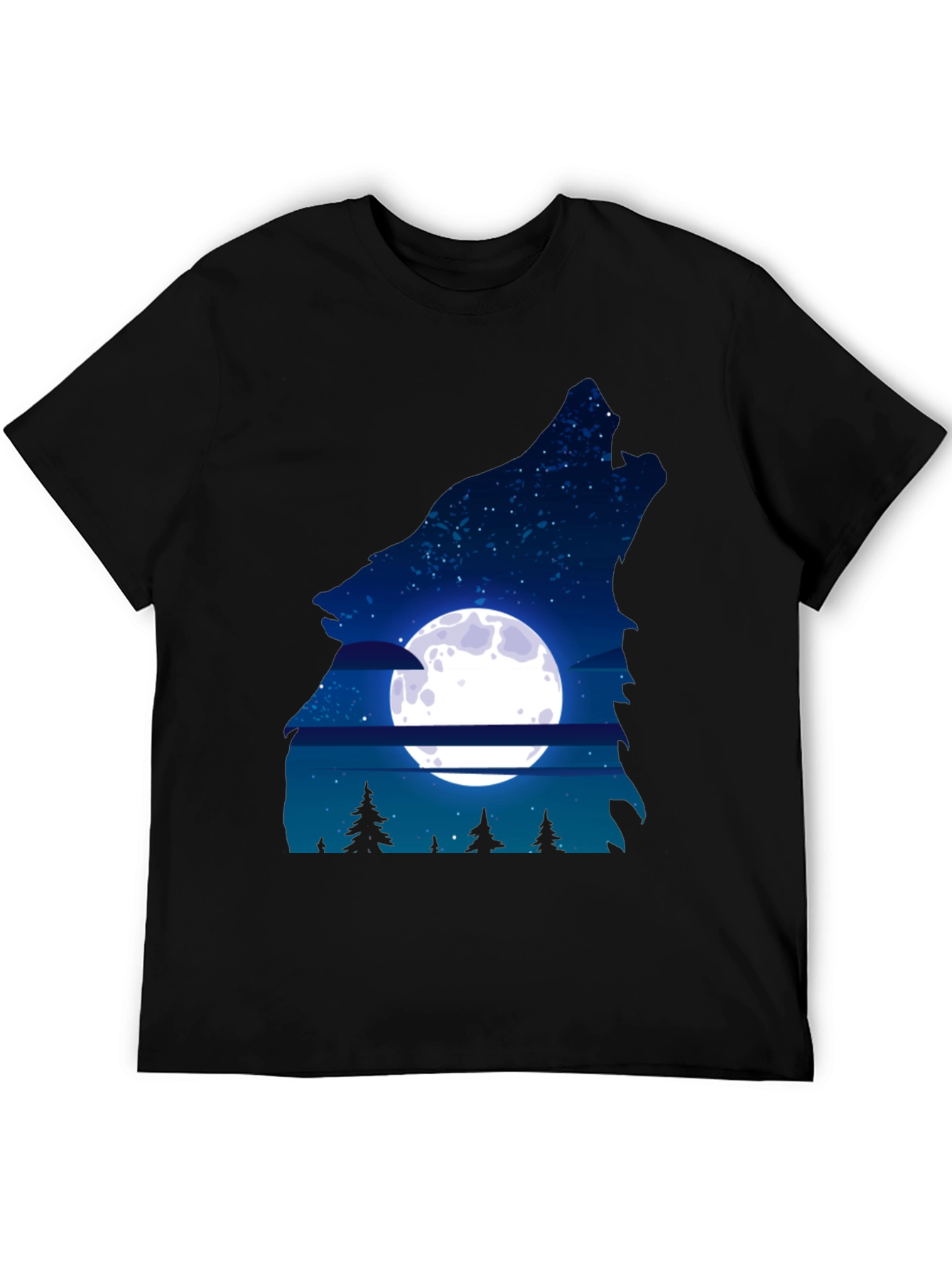 Black Wolf Moon Graphic Tee - Men's Black T-Shirt view 5