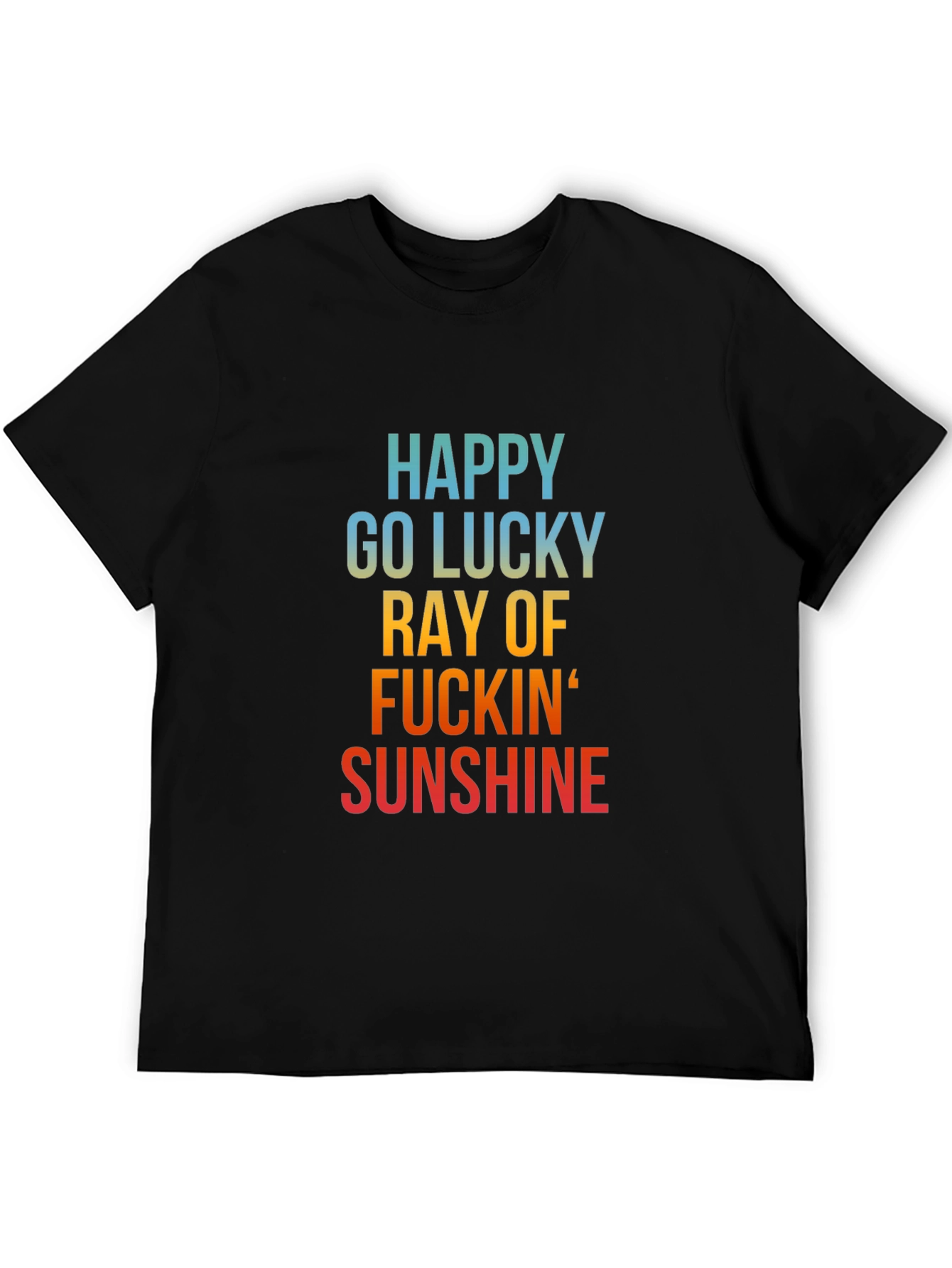 Black Happy Go Lucky Sunshine Graphic Tee - Black Cotton Casual view 5