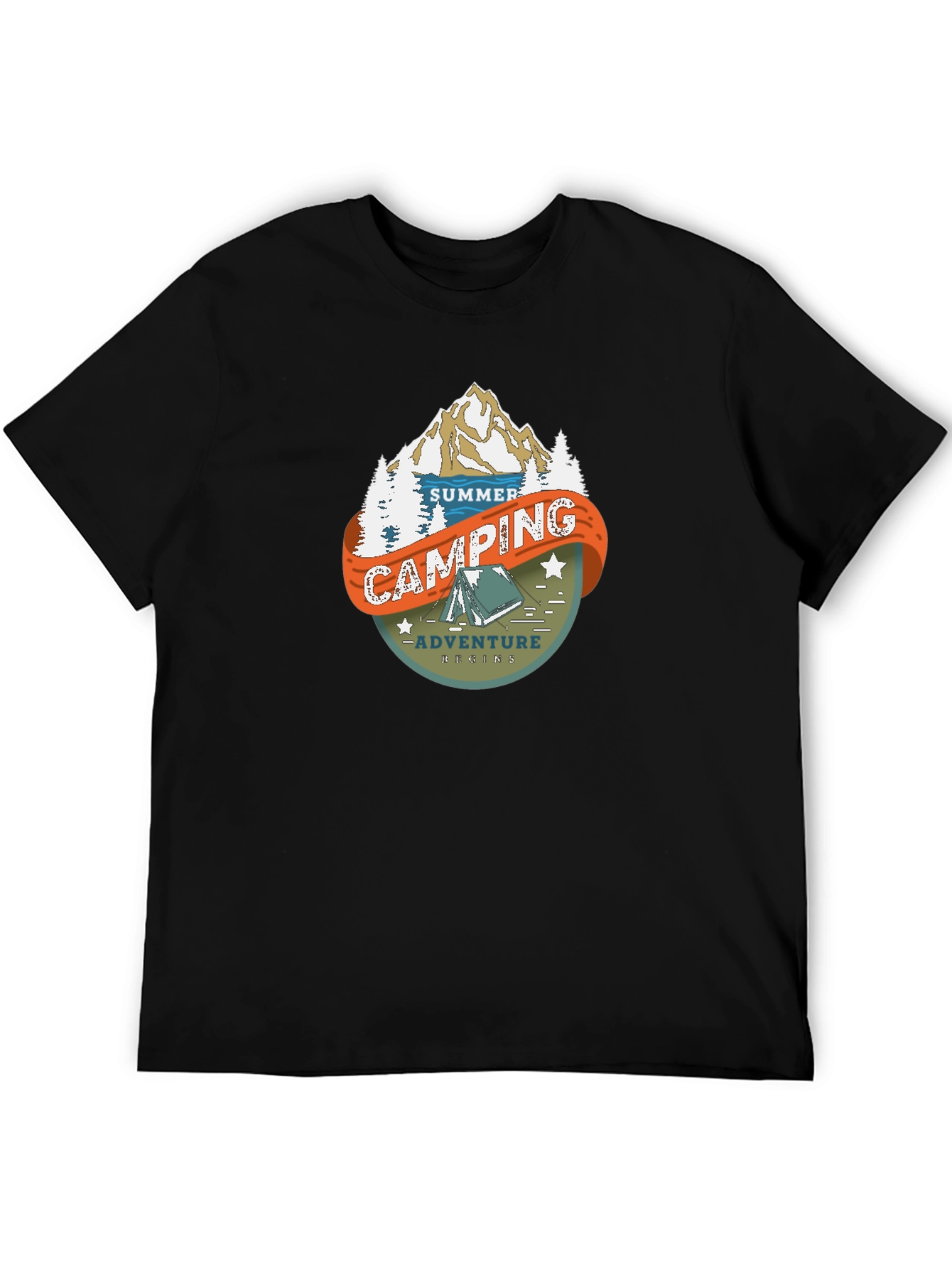 Black Summer Camping Adventure T-Shirt view 5
