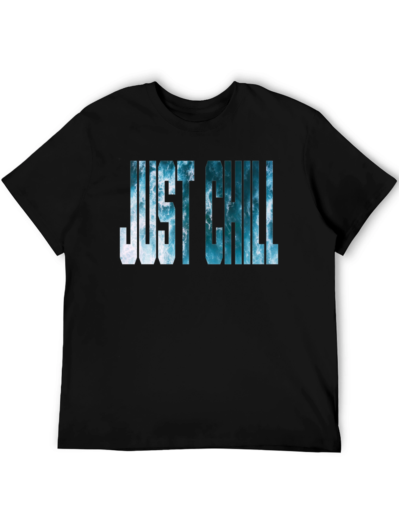 Black Just Chill Ocean Graphic Black T-Shirt view 5