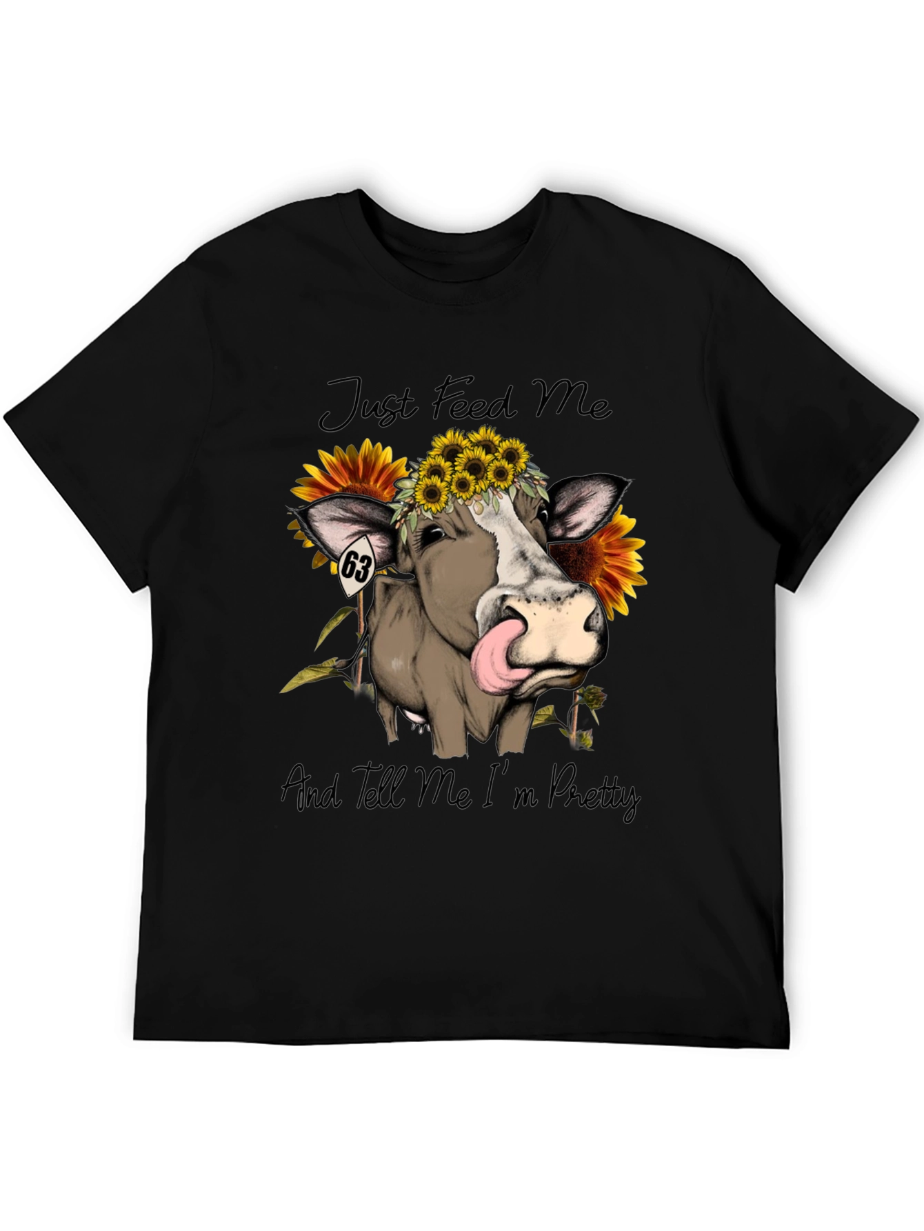 Black Cow & Sunflower Graphic Tee - Just Feed Me! view 5