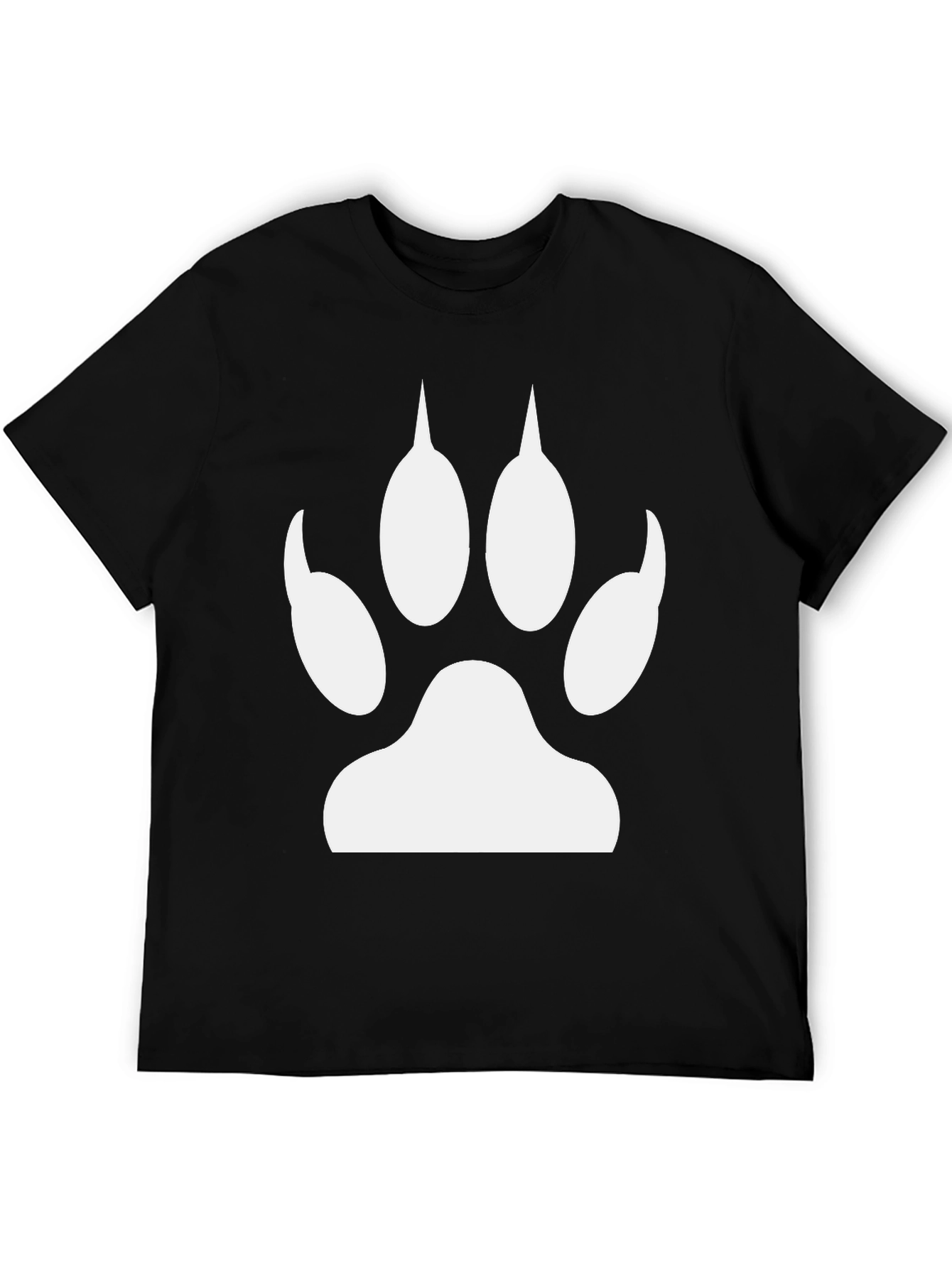 Black Black T-Shirt with White Animal Paw Print view 5