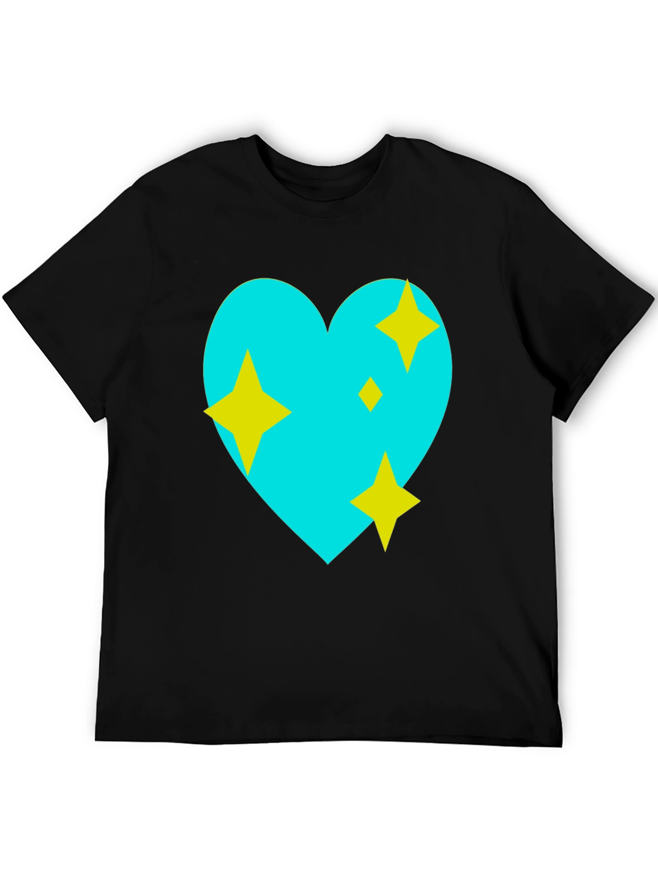 Black Sparkling Heart Graphic Tee - Black Cotton Blend view 5