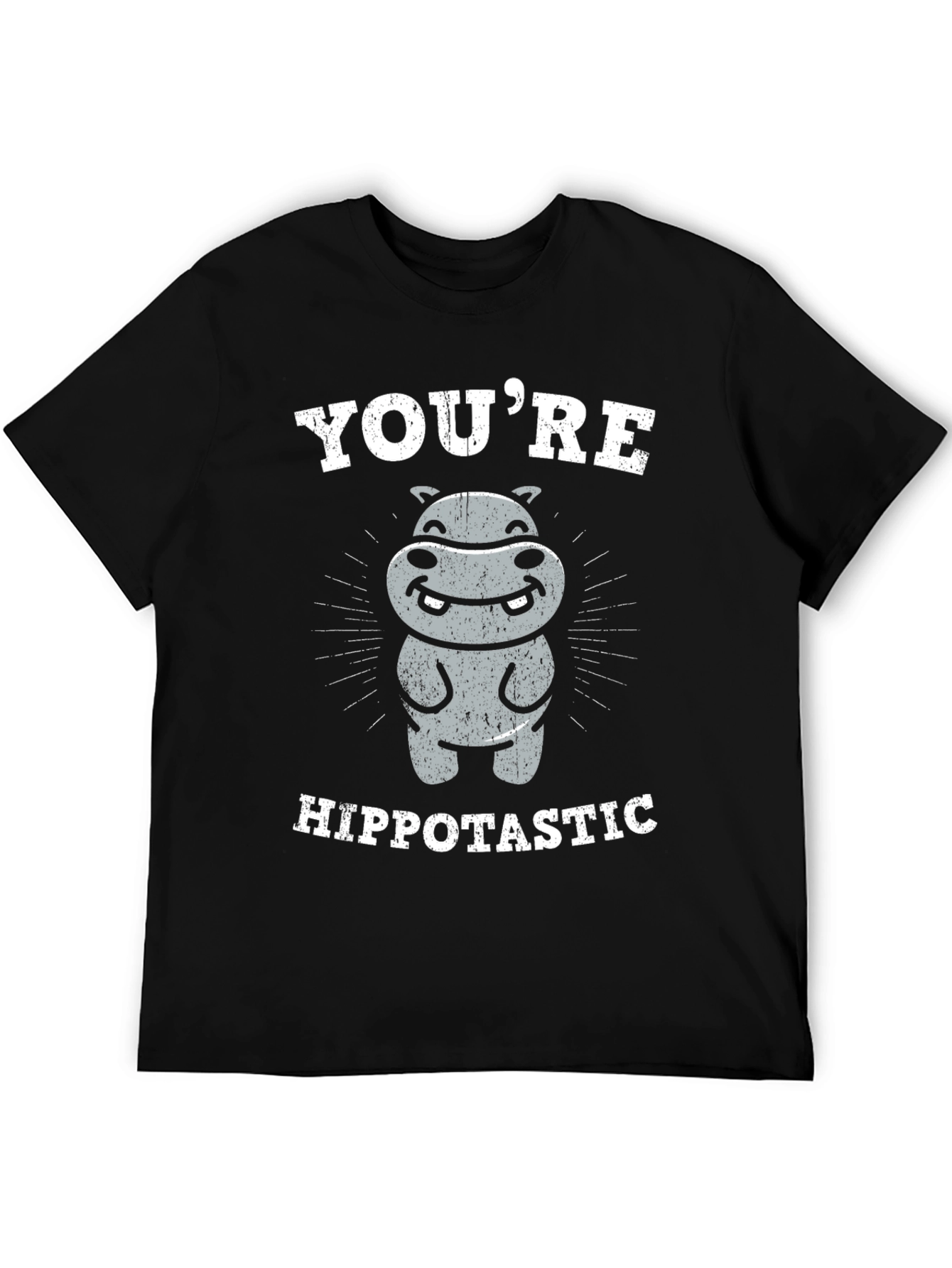 Black You're Hippotastic T-Shirt - Funny Hippo Graphic Tee view 5