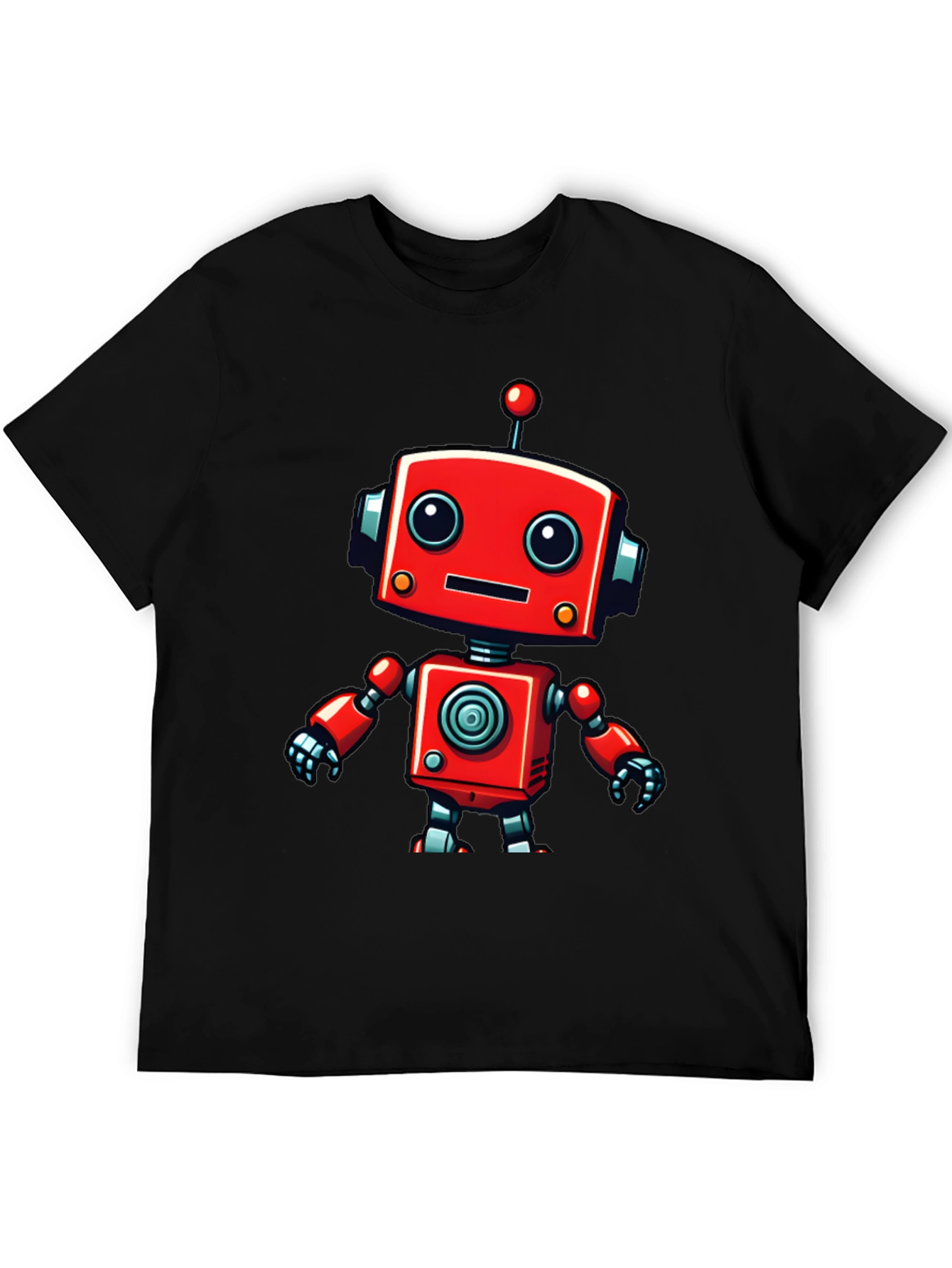 Black Cute Robot Graphic Tee - Fun & Stylish Black T-Shirt view 5