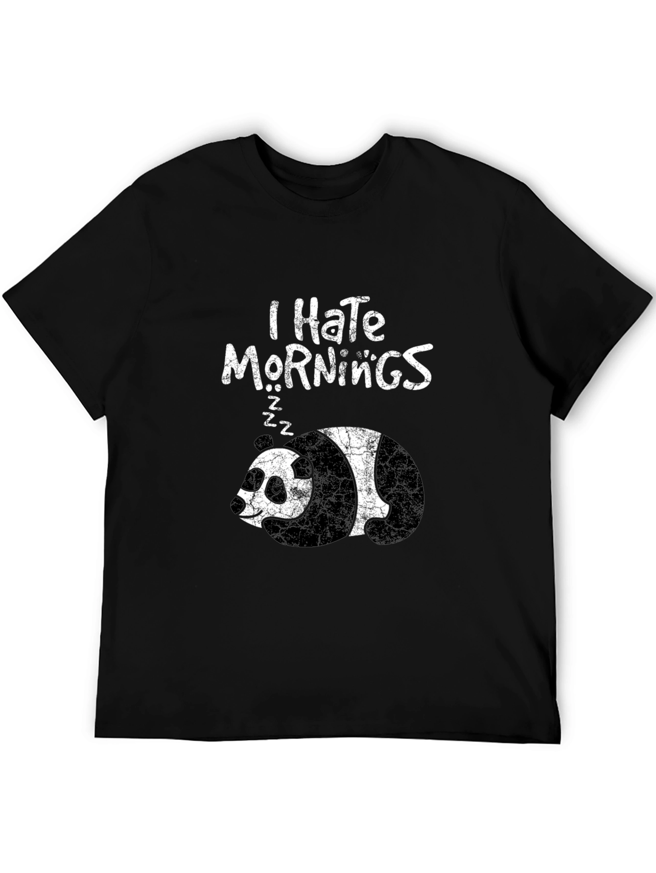Black I Hate Mornings Panda T-Shirt - Funny Sleepy Bear Tee view 5