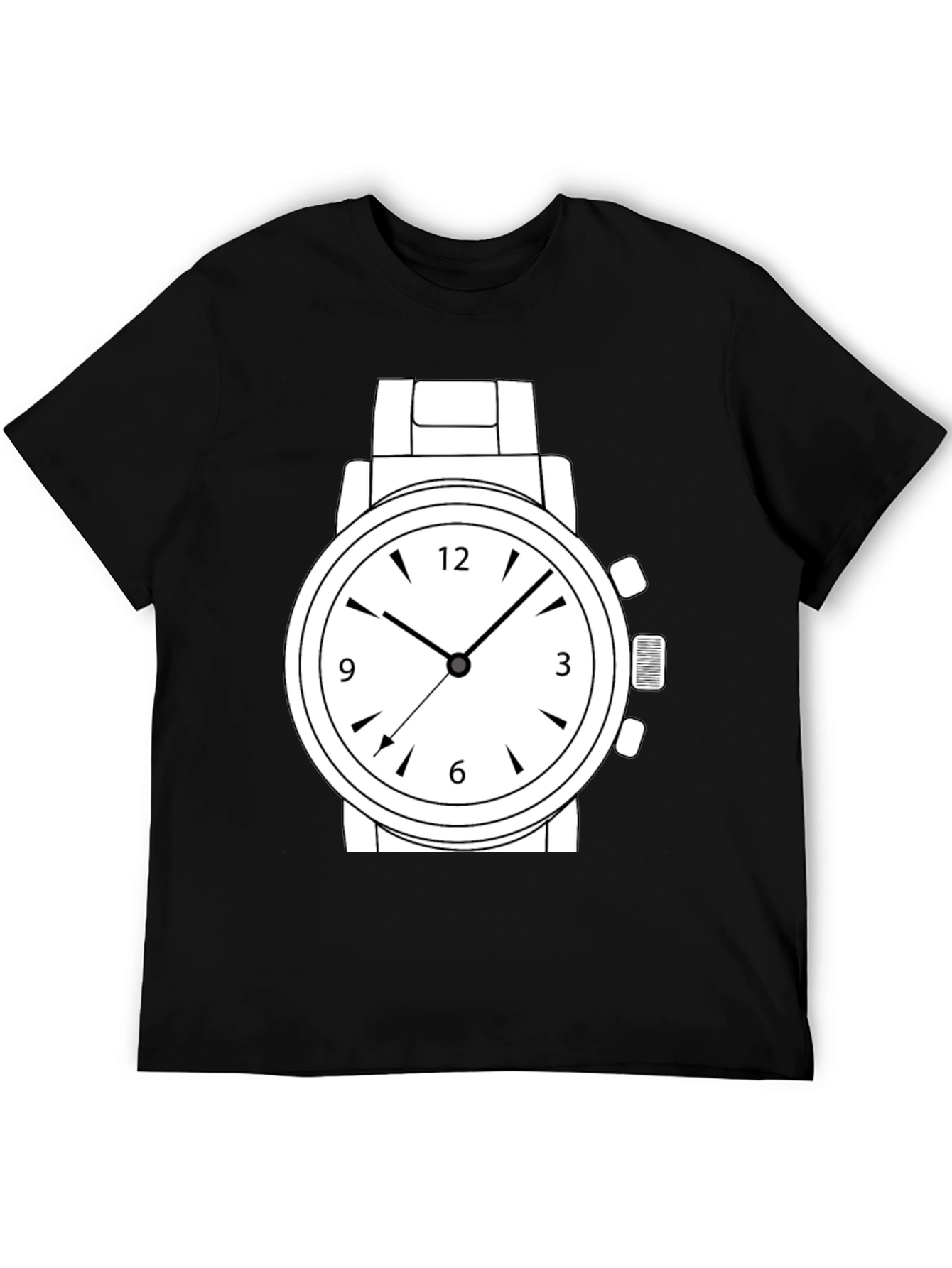 Black Men's Graphic T-Shirt - Watch Design view 5