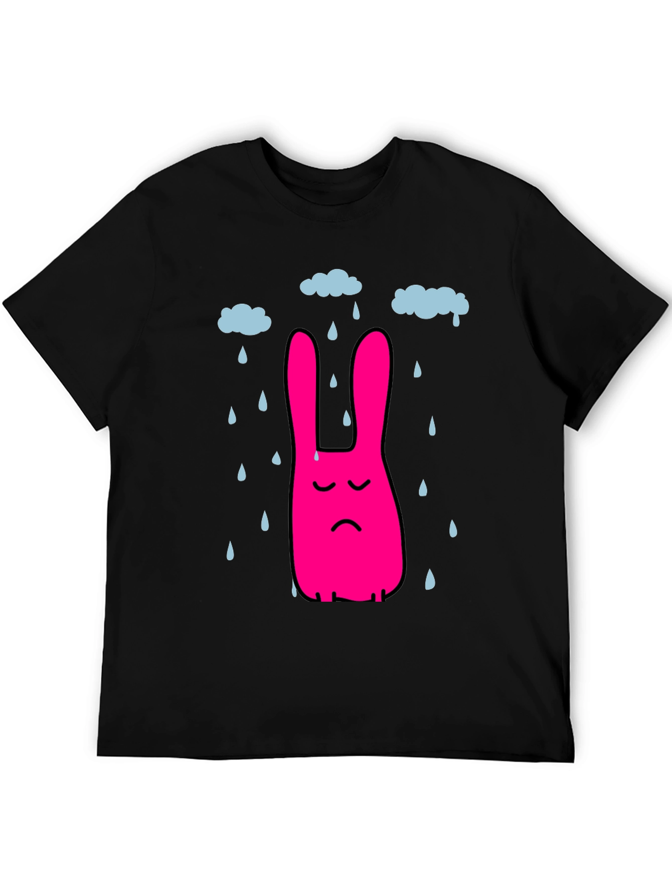 Black Sad Bunny Rain Cloud Black T-Shirt view 5