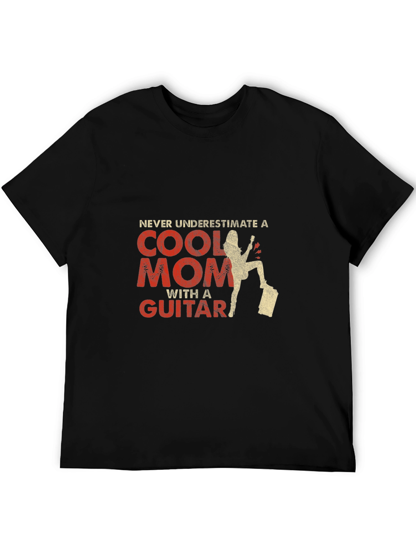 Black Cool Mom Guitar T-Shirt - Black Unisex Tee view 5