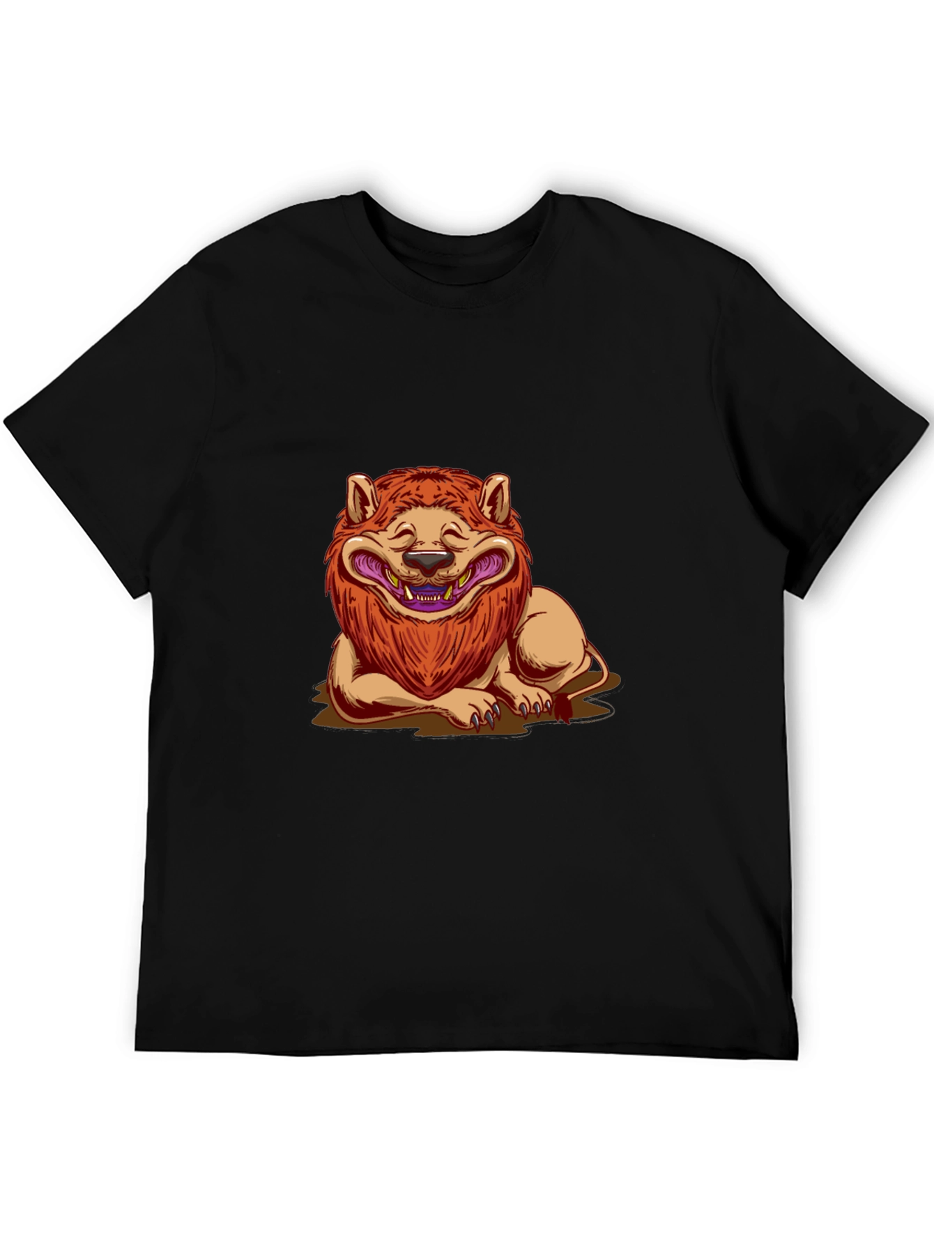 Black Lion Cartoon Graphic Black T-Shirt view 5