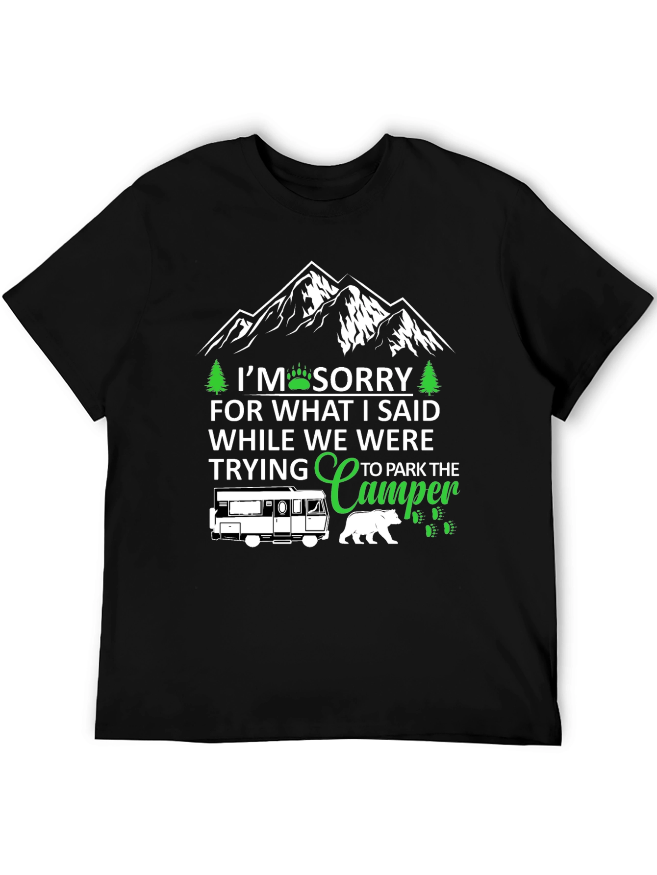 Black Sorry While Parking Camper T-Shirt view 5