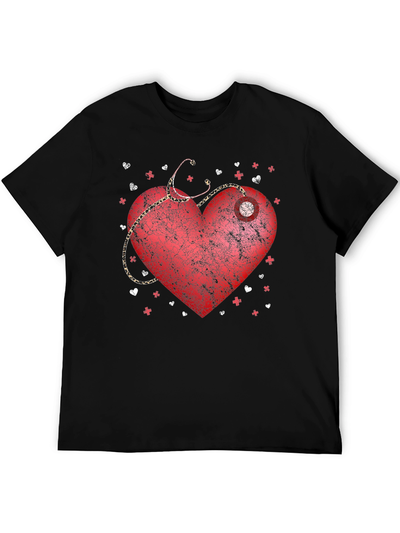 Black Heart Stethoscope Black T-Shirt Nurse Doctor view 5