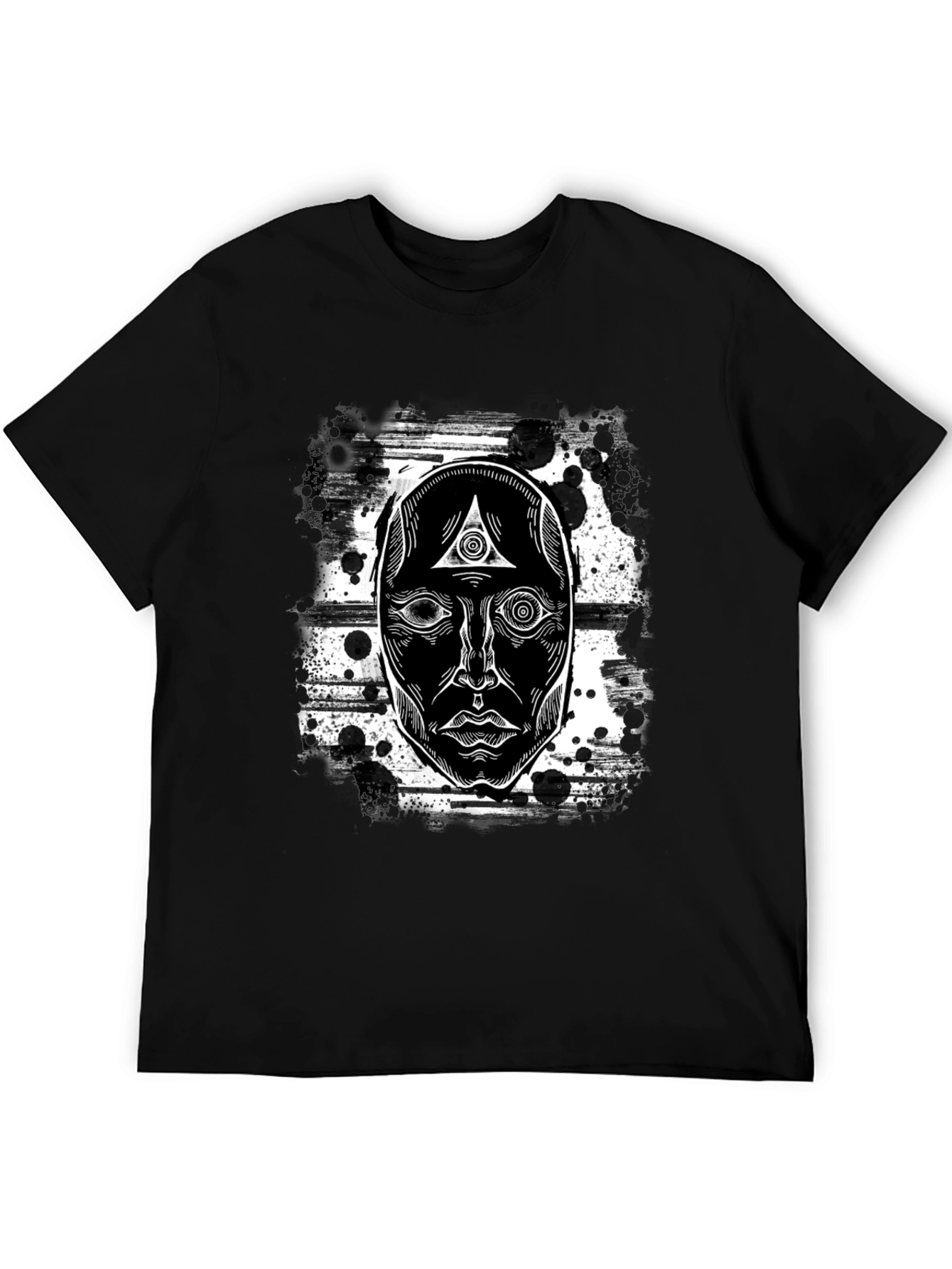 Black Mystic Face Graphic Black T-Shirt - Unique Design view 5