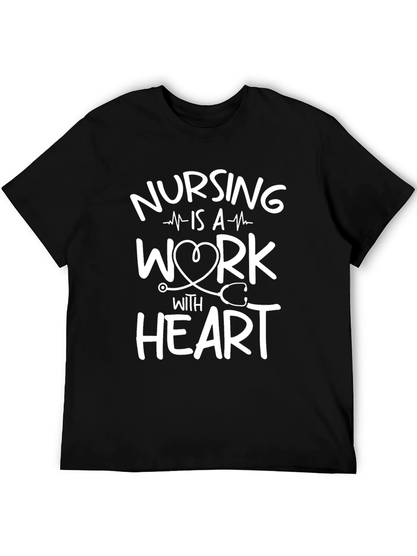 Black Nursing Is a Work with Heart Black T-Shirt view 5