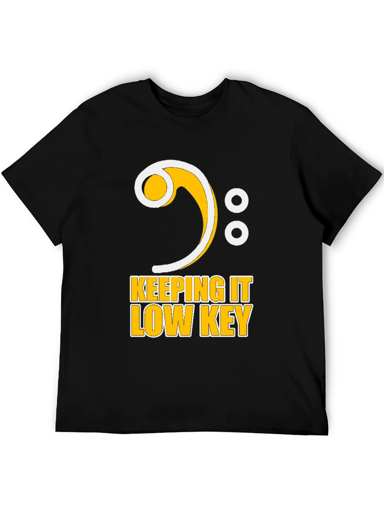 Black Keeping It Low Key Bass Clef Music T-Shirt view 5