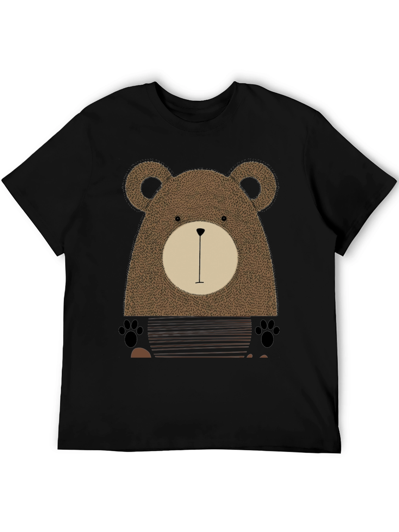 Black Cute Bear Graphic Print Black T-Shirt view 5