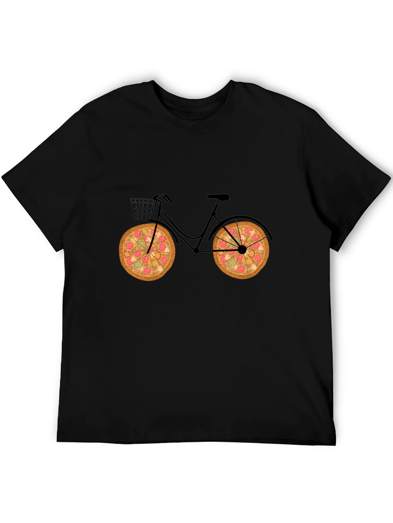 Black Pizza Bike Black T-Shirt view 5