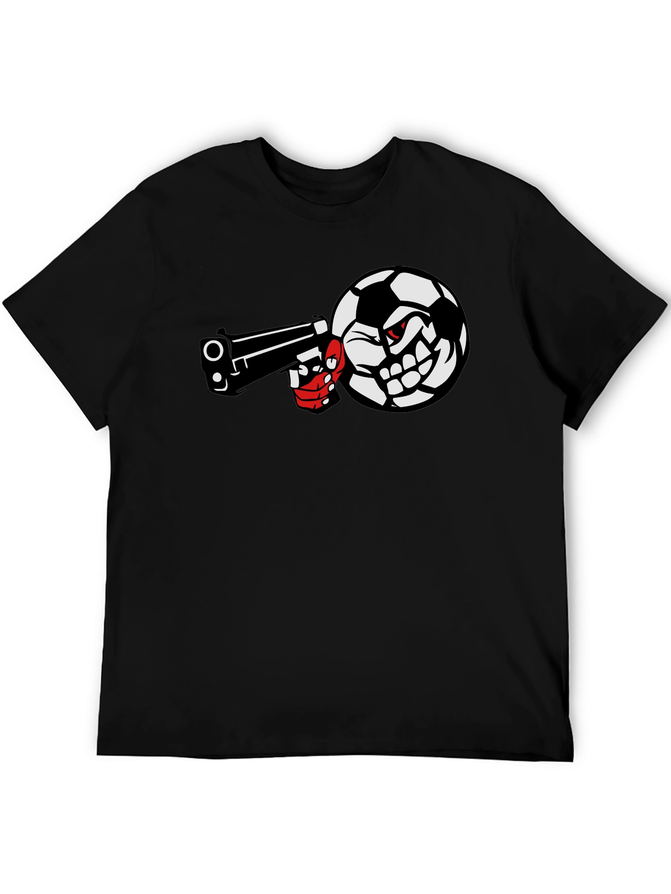 Black Soccer Ball Pistol Black Graphic Tee view 5