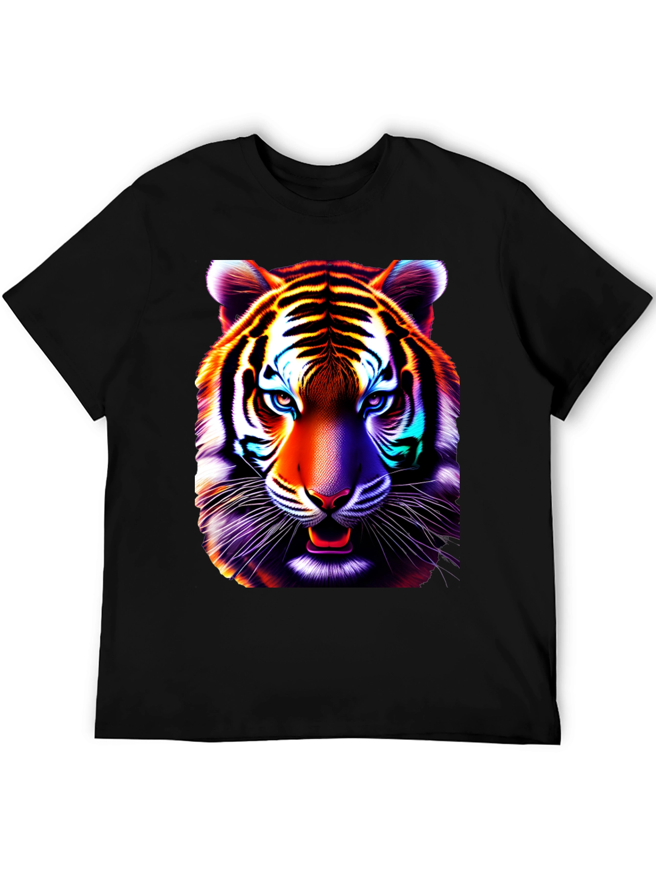 Black Vibrant Tiger Graphic Tee - Cool Animal Print Shirt view 5