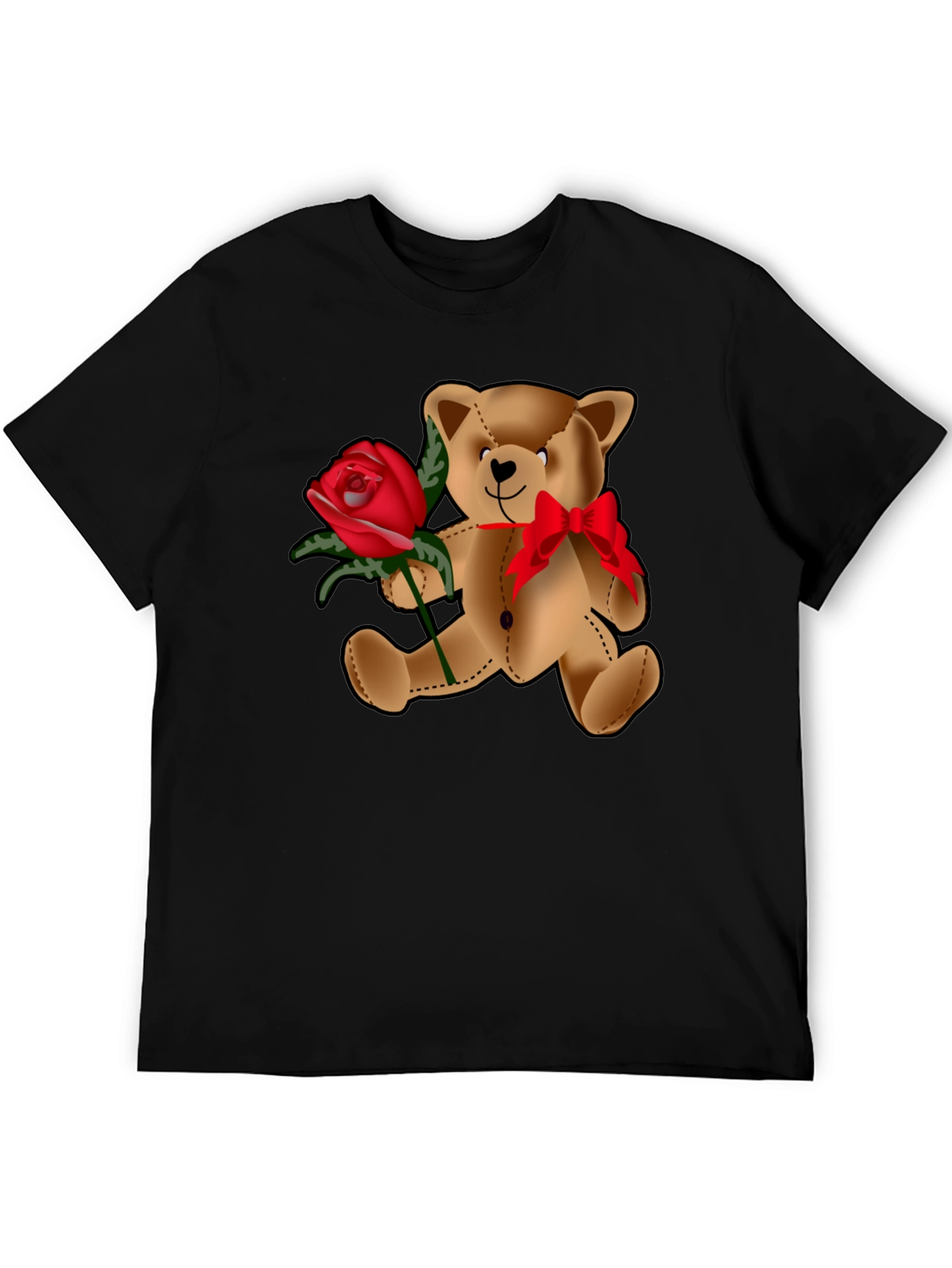 Black Teddy Bear Rose T-Shirt - Valentine's Day Love view 5