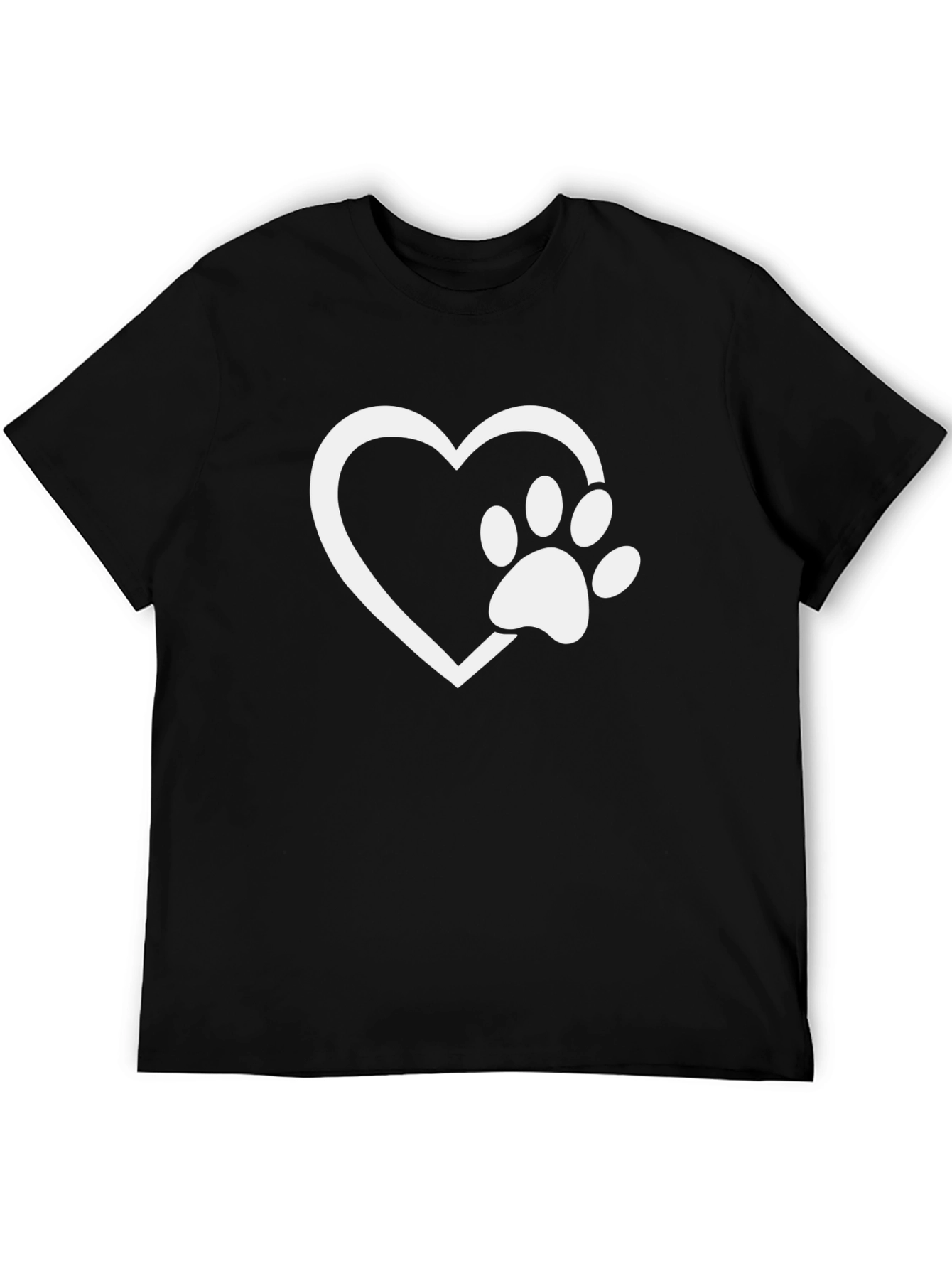 Paw Print Heart Graphic Tee - Black Unisex T-Shirt - 5