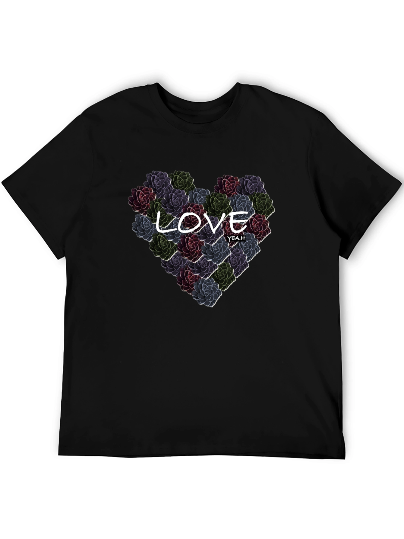 Black Floral Heart Love T-Shirt - Stylish Graphic Tee view 5