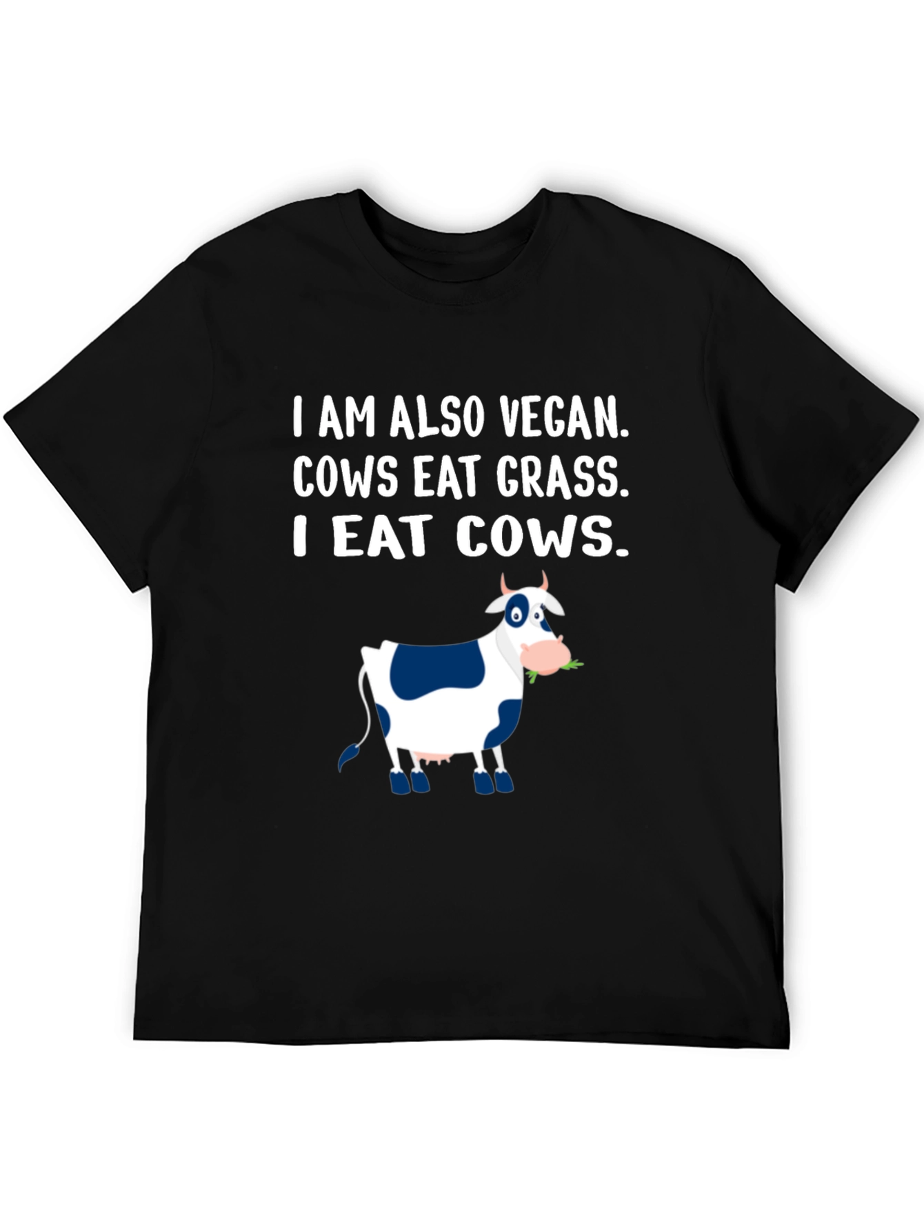 Black I Eat Cows Vegan Funny Graphic T-Shirt view 5