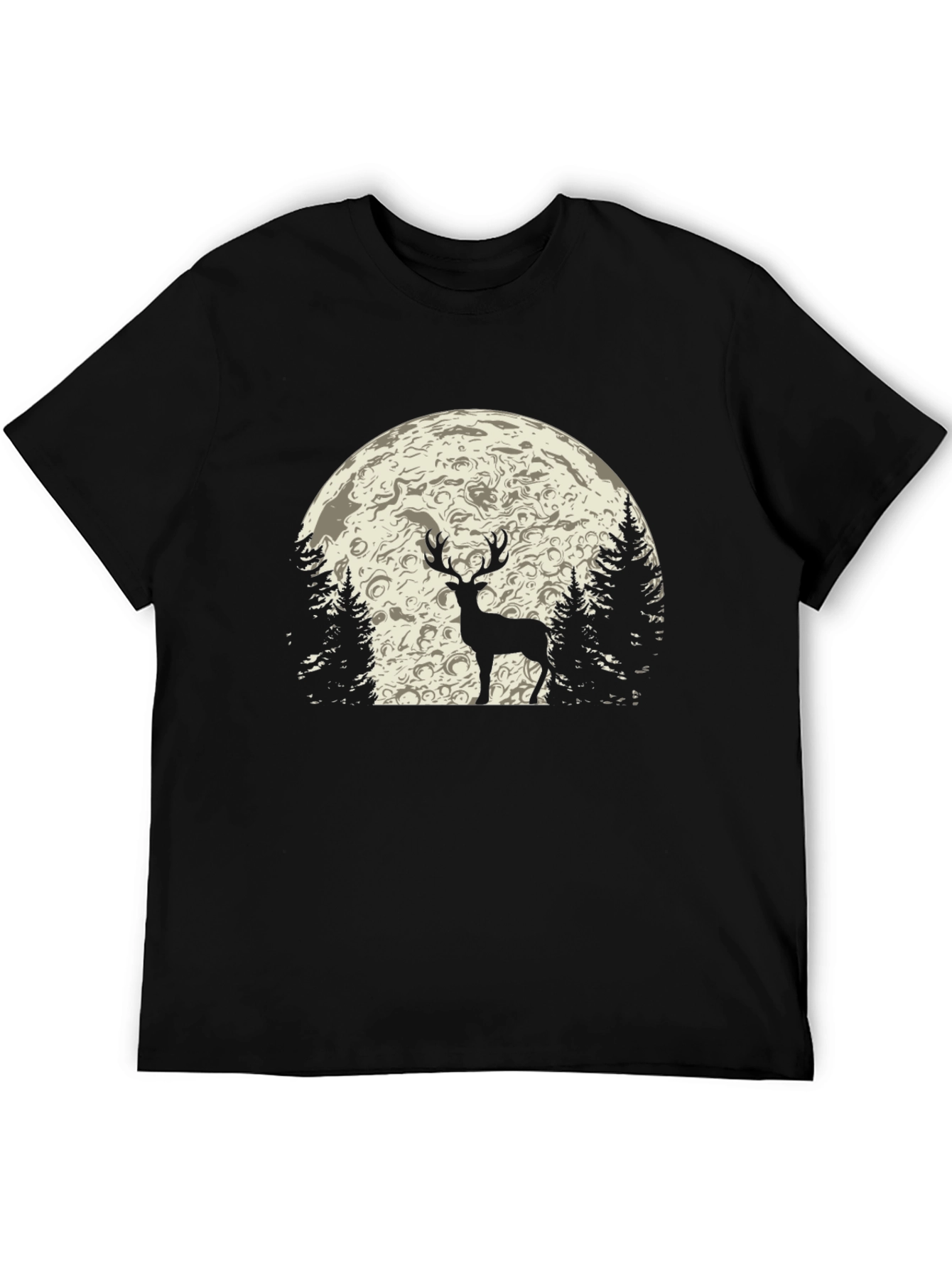 Black Deer in Moonlight Graphic T-Shirt view 5