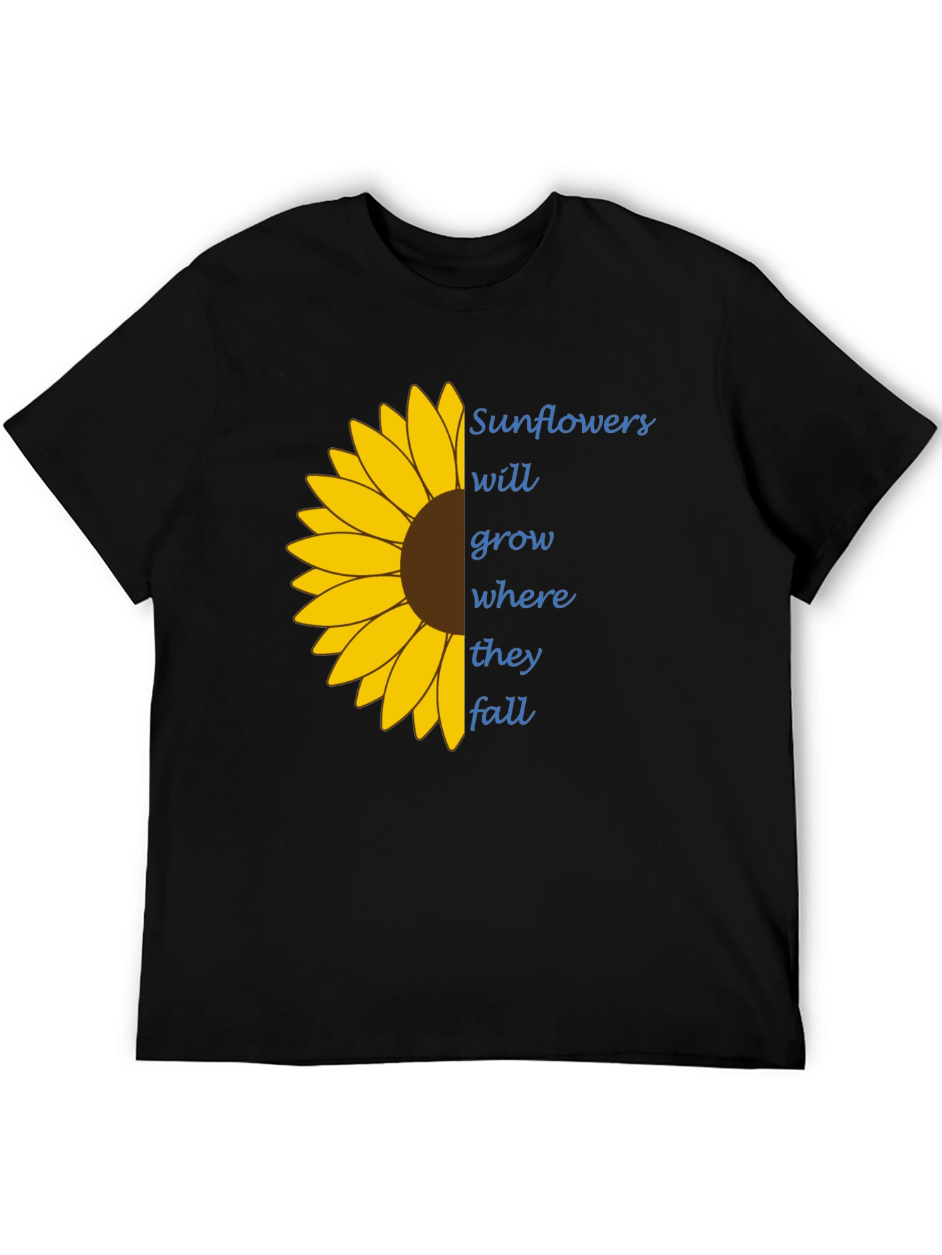 Black Sunflower Graphic Tee - "Grow Where They Fall" T-Shirt view 5